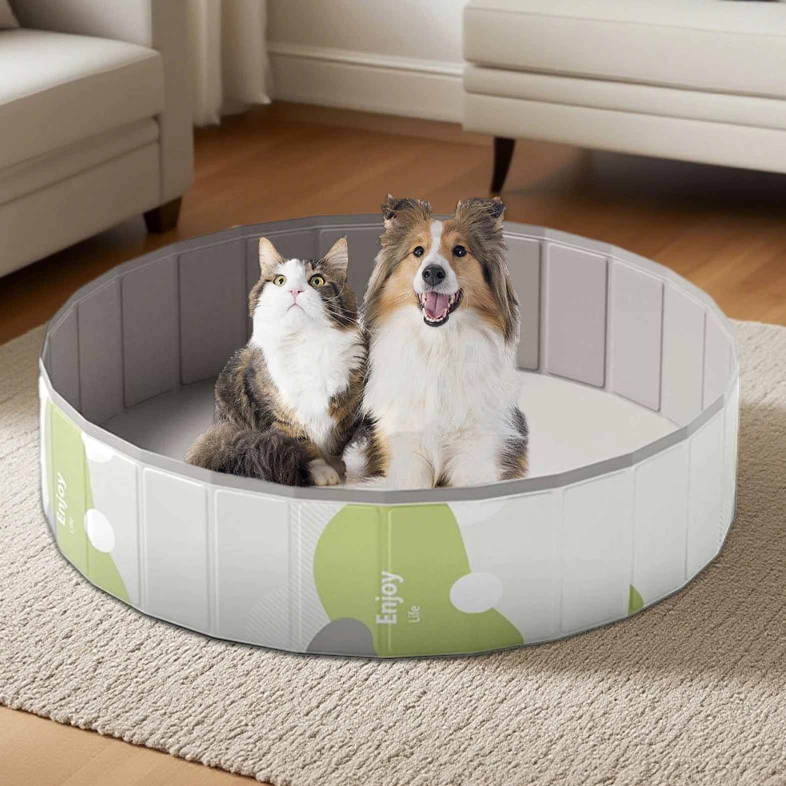 Piscina Portatile Per Cani Vasca Rotonda In PVC Non Gonfiabile Da Bestiame | Piscina Da Cuccioli Per Adulti Bambini Bagno Esterno Interno Spiaggia Campeggio Giochi Terrazza