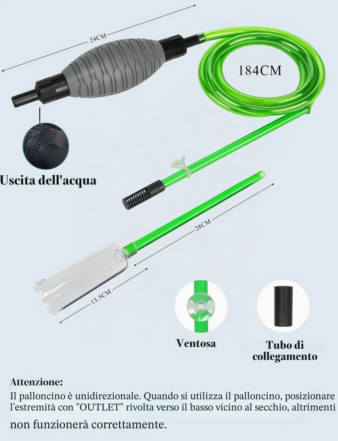 Cambio d'Acqua per Acquario, Detergente per Ghiaia per acquari Kit con sifone, vestito per il cambio dell'acqua dell'acquario e la pulizia della sabbia dell'acquario