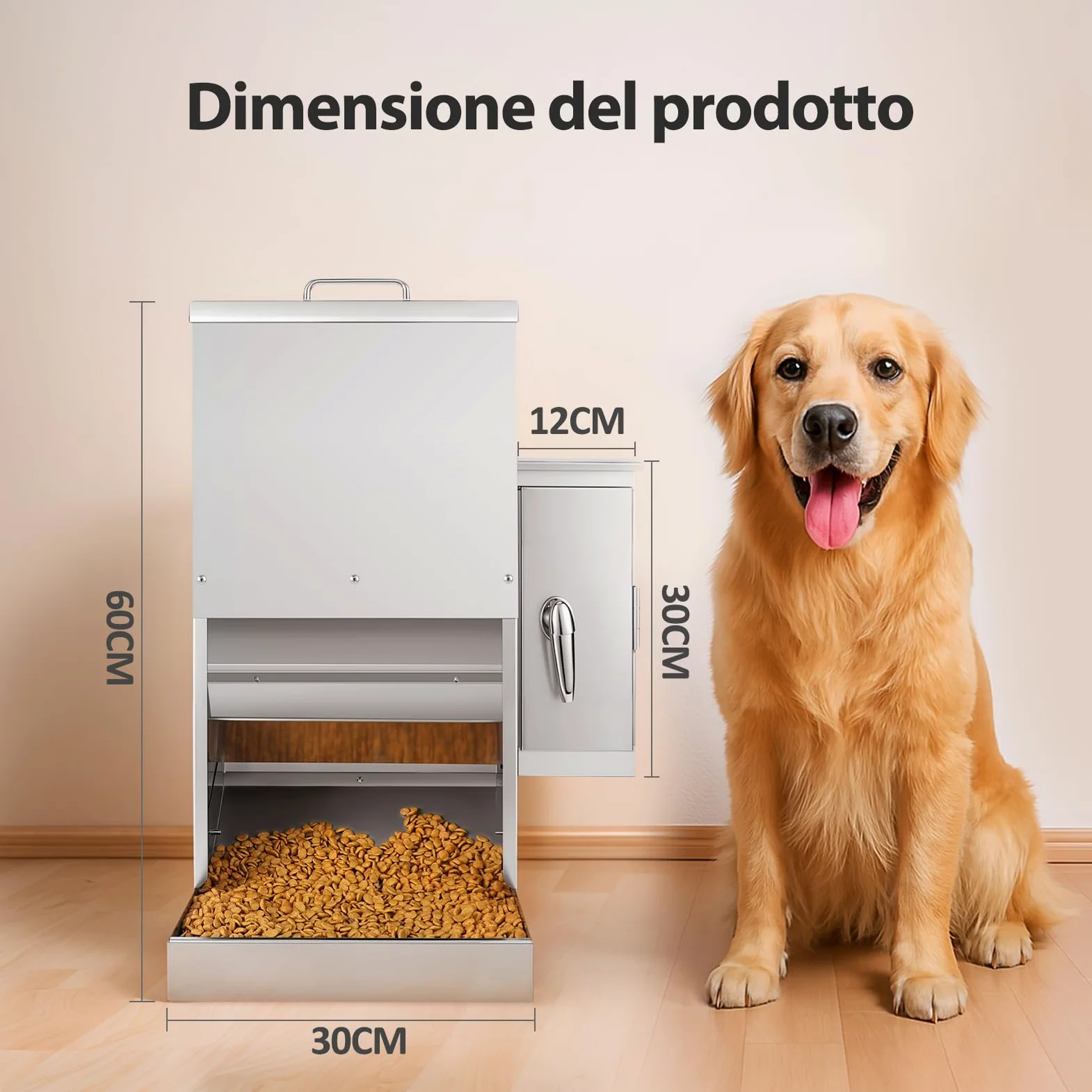 Feeder Automatico per Cani da 16L con Timer, Dispenser per Cibo in Acciaio Inossidabile con Programmazione dell'Alimentazione per Cani o Gatti di Taglia Grande