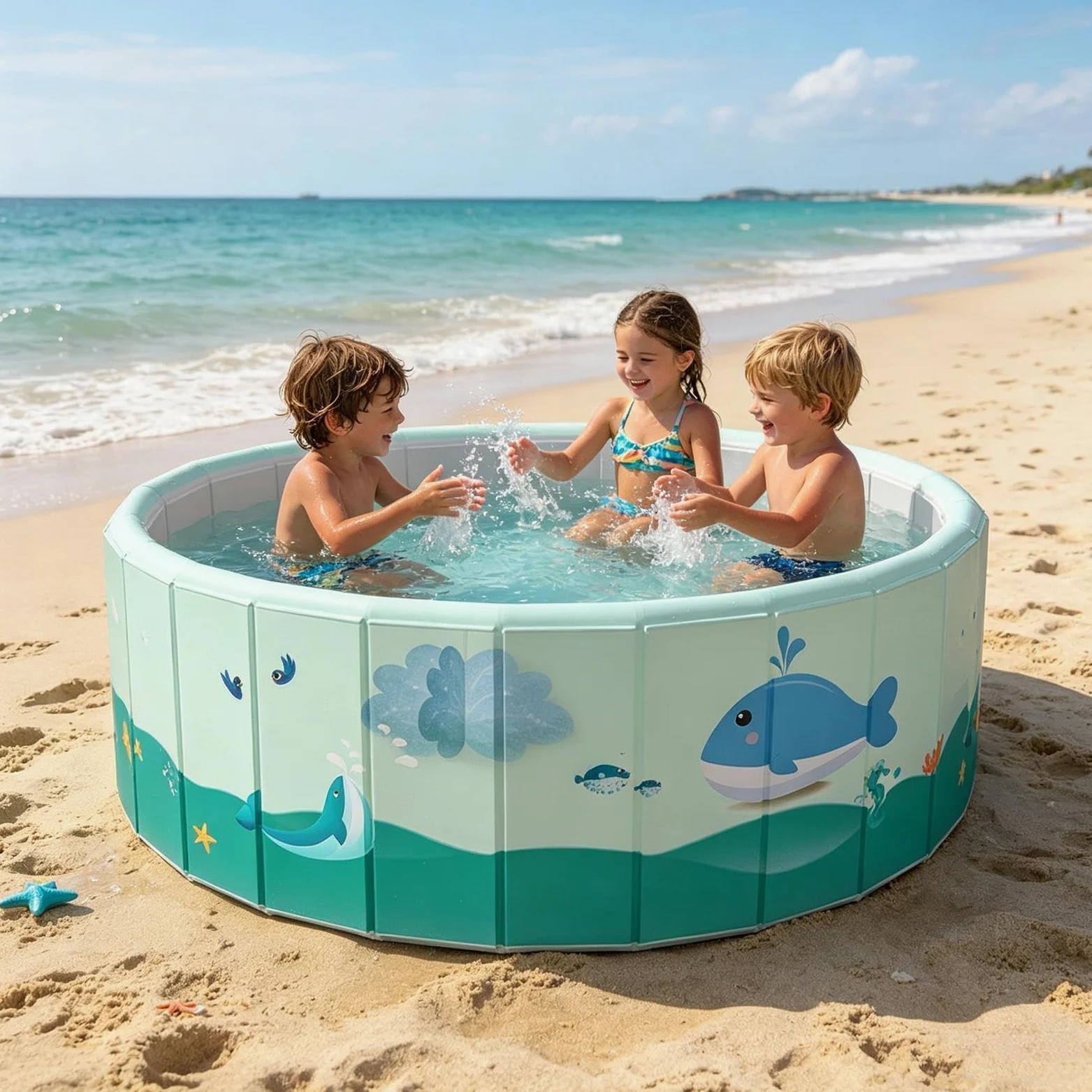 Piscina pieghevole senza gonfiaggio, piscina portatile in PVC per bambini | Piscina pieghevole non gonfiabile in PVC, per bambini, adulti, cani, giardino, terrazza, estate, divertimento in acqua