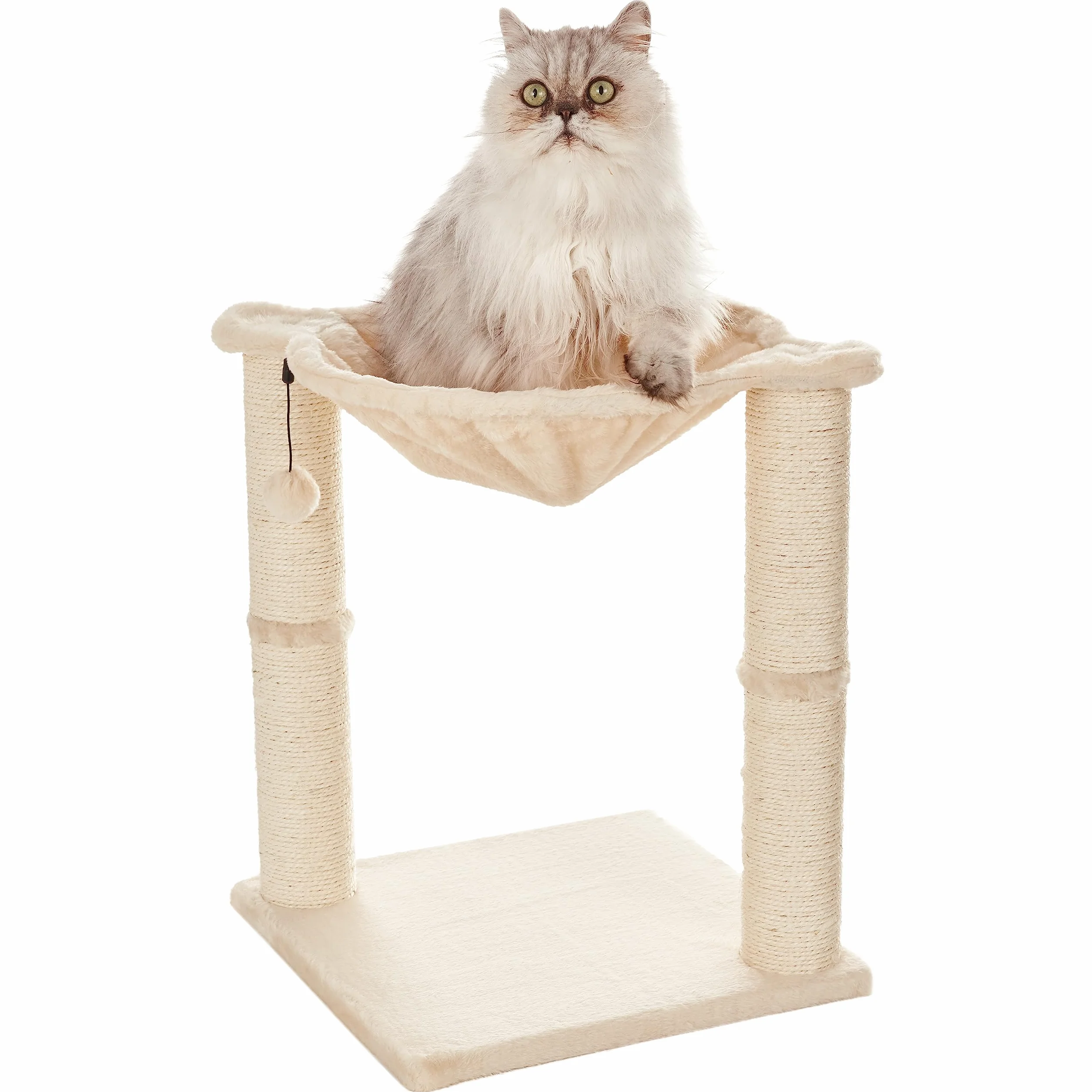 Amazon Basics Albero per gatti con amaca e palo tiragraffi, 40,6 x 50,8 x 40,6 cm, beige