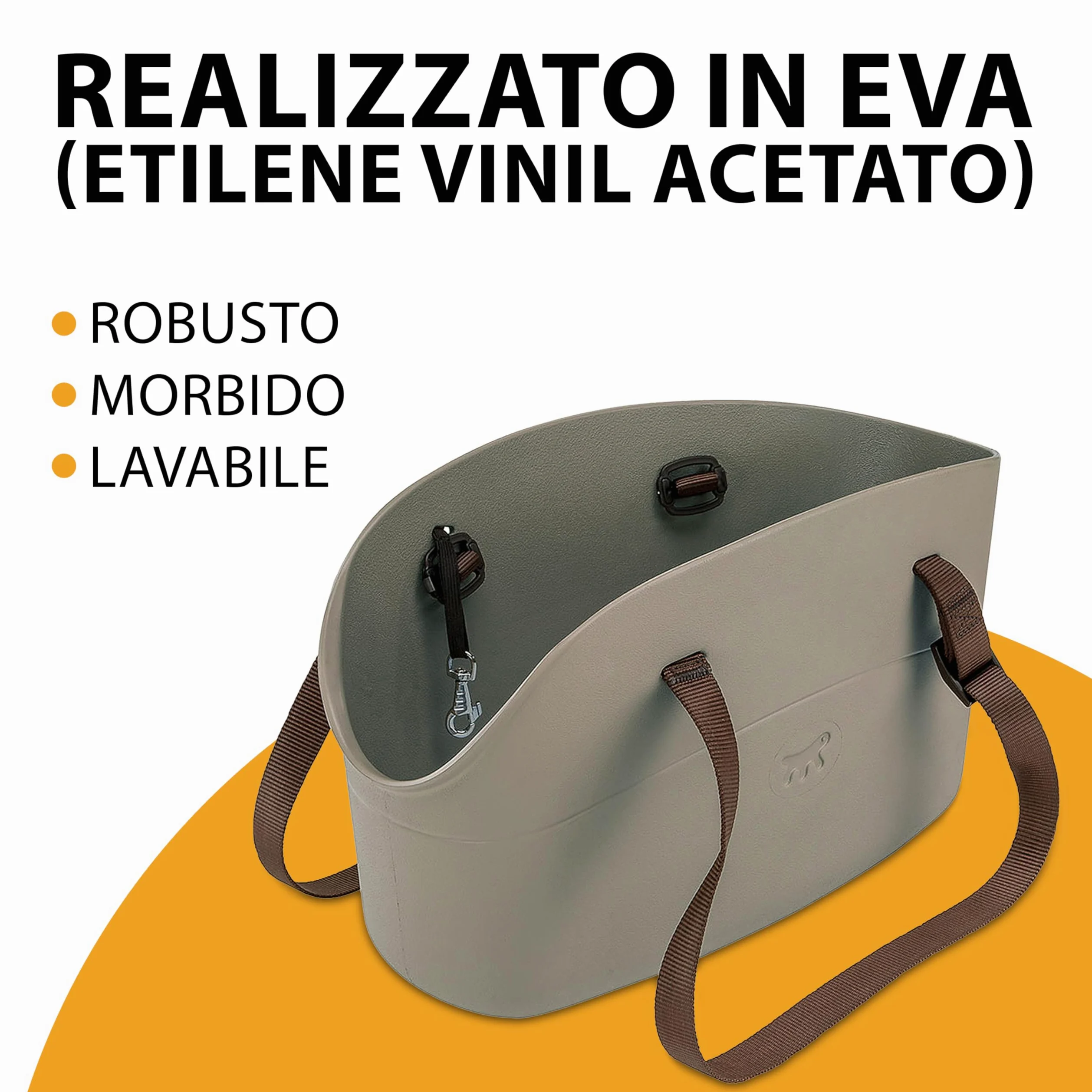 Ferplast Borsa per Cani fino a 8 Kg. Trasportino Gatti in Plastica Gommata, Impermeabile e Lavabile, Manici Regolabili, Cinghia di sicurezza, 43,5 x 21,5 x h 27 cm. Tortora