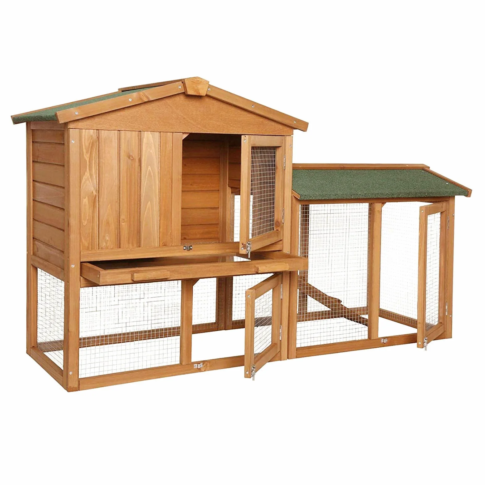 lionto Gabbia Coniglio Legno Casetta Animali da Compagnia Gabbia Esterno 147x52x85 cm