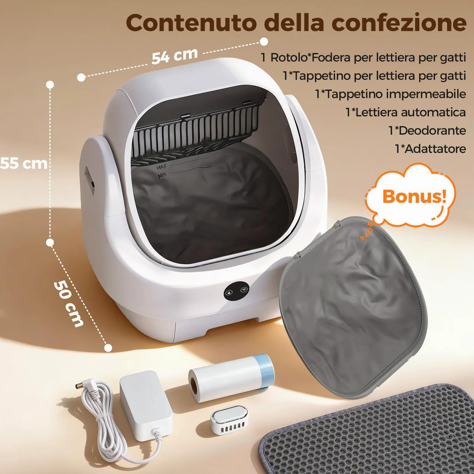 Lettiera Gatto Autopulente Aperta, Ellenpent Lettiera Automatica Silenziosa per Gatti Grandi Antiodore, Cassetta per Gatti Abilitata WiFi Controllo APP&Sicurezza, Ideale per Famiglie con Più Gatti