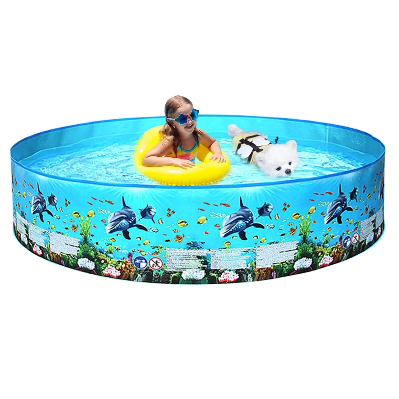 Piscina Rigida Pieghevole Vasca Non Gonfiabile Per Feste E Nuoto All'Aperto | Piscina Ad Acqua Per Famiglia Per Animali Domestici Bambini Adulti Famiglia Giardino Cortile Terrazza