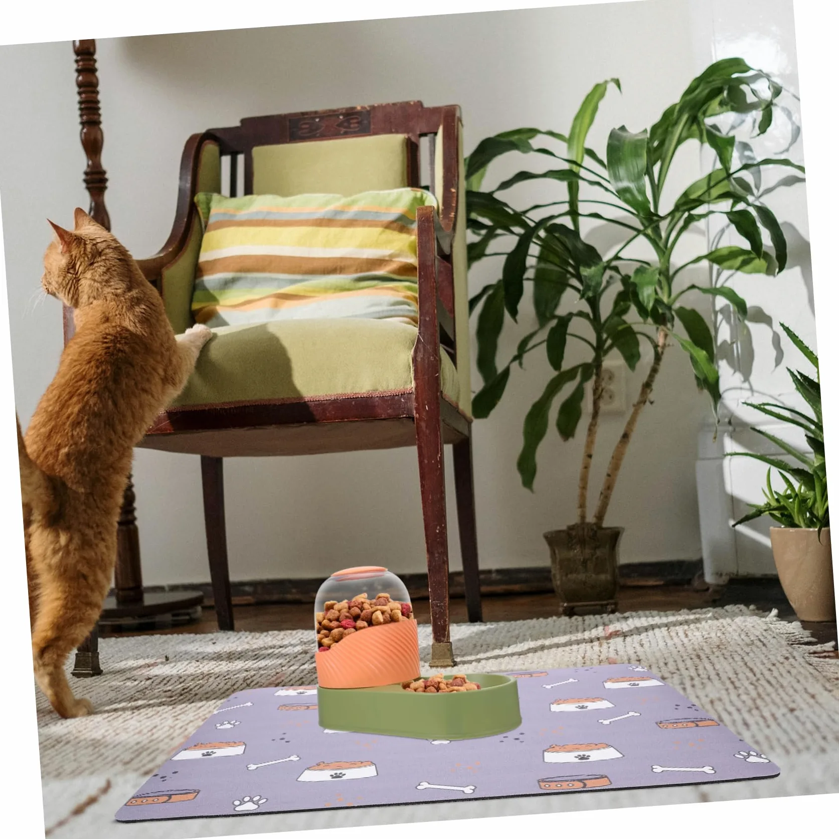 Sosoport 4pezzi Tappetino Antiscivolo Per Ciotole Di Cibo Per Animali Domestici Design Facile Da Pulire Materiale Sicuro e Leggero Per Uso Versatile Casa