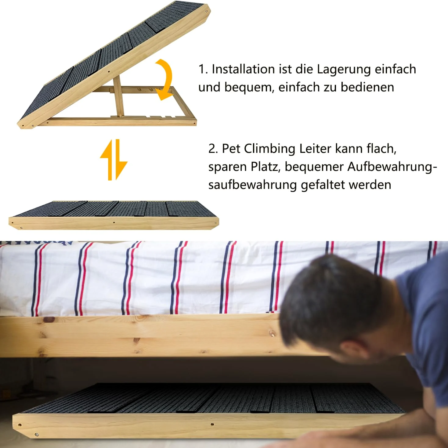 Aufun cane rampa cane scale auto pieghevole per gatti grandi e piccoli cani, cane rampa antiscivolo, piattaforma di atterraggio si collega senza soluzione di continuità, fino a 100 kg