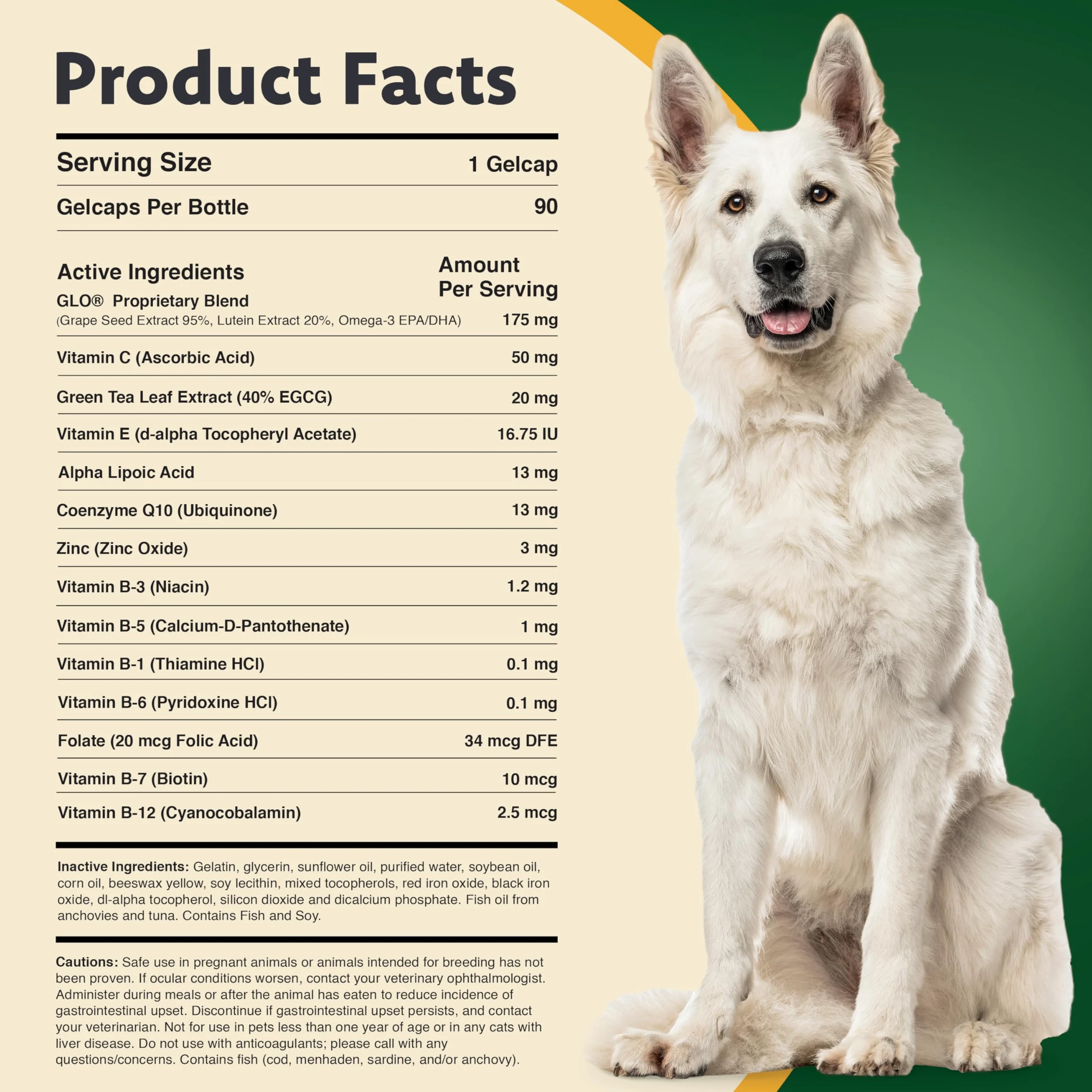 Ocu-GLO Canine Vision Supplemento per Cani di Piccola Taglia 4,5 kg e Tappi in Gel Liquido sotto i 90