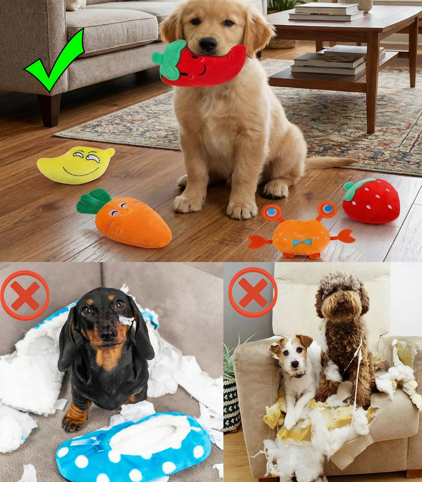 Set di 30 giocattoli per cani che scricchiolano, assortimento di giocattoli di peluche per cani, cuccioli di animali domestici, giocattoli da masticare per cani, con sonaglio, per dentizione