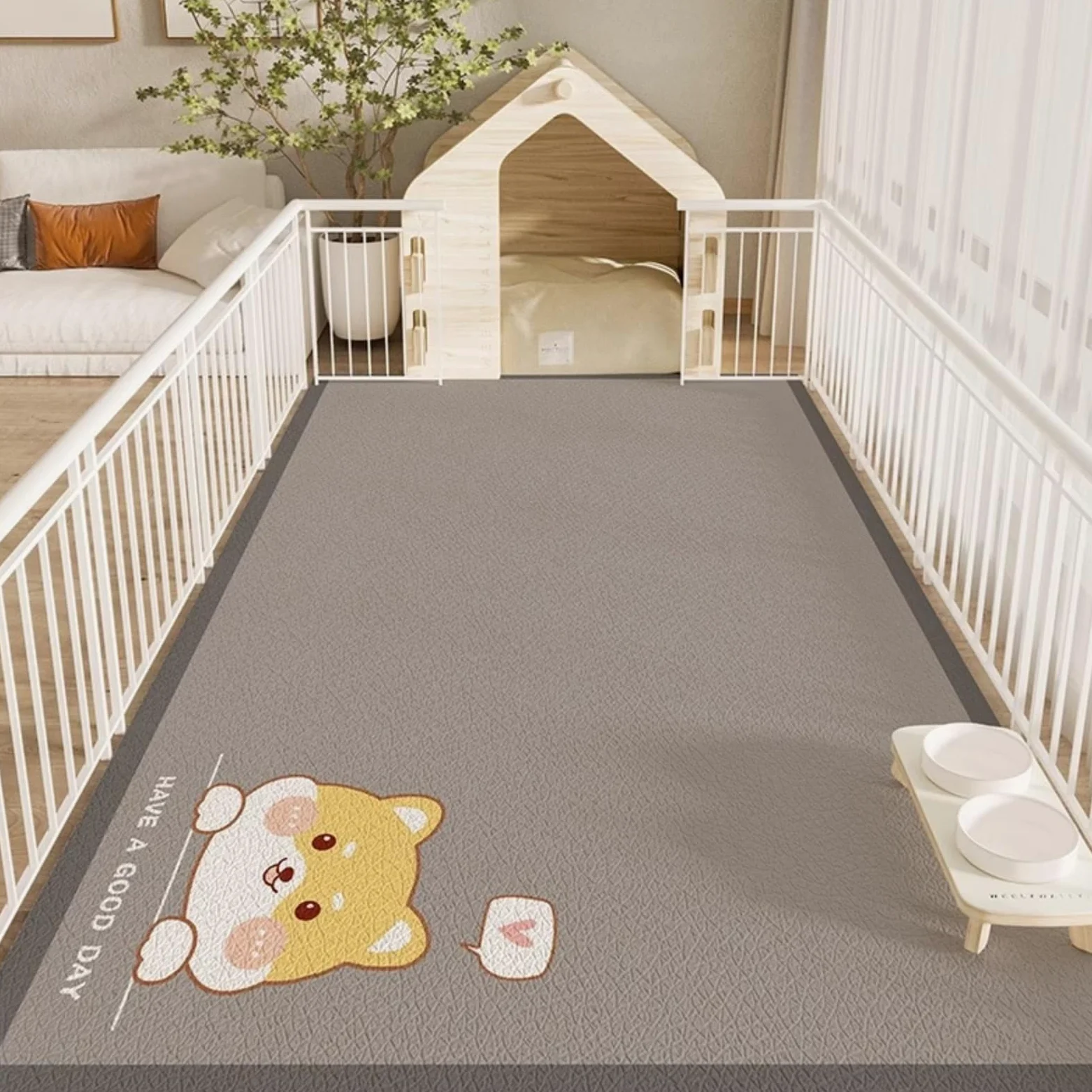 Hixingo Tappetino Ciotola per Cane e Gatto Assorbente, Tappetino Sottociotola per Gatti e Cani Grande Tappetini Lavabile in PVC Impermeabile e Antiscivolo (Schizzo giallo,120 * 160cm)