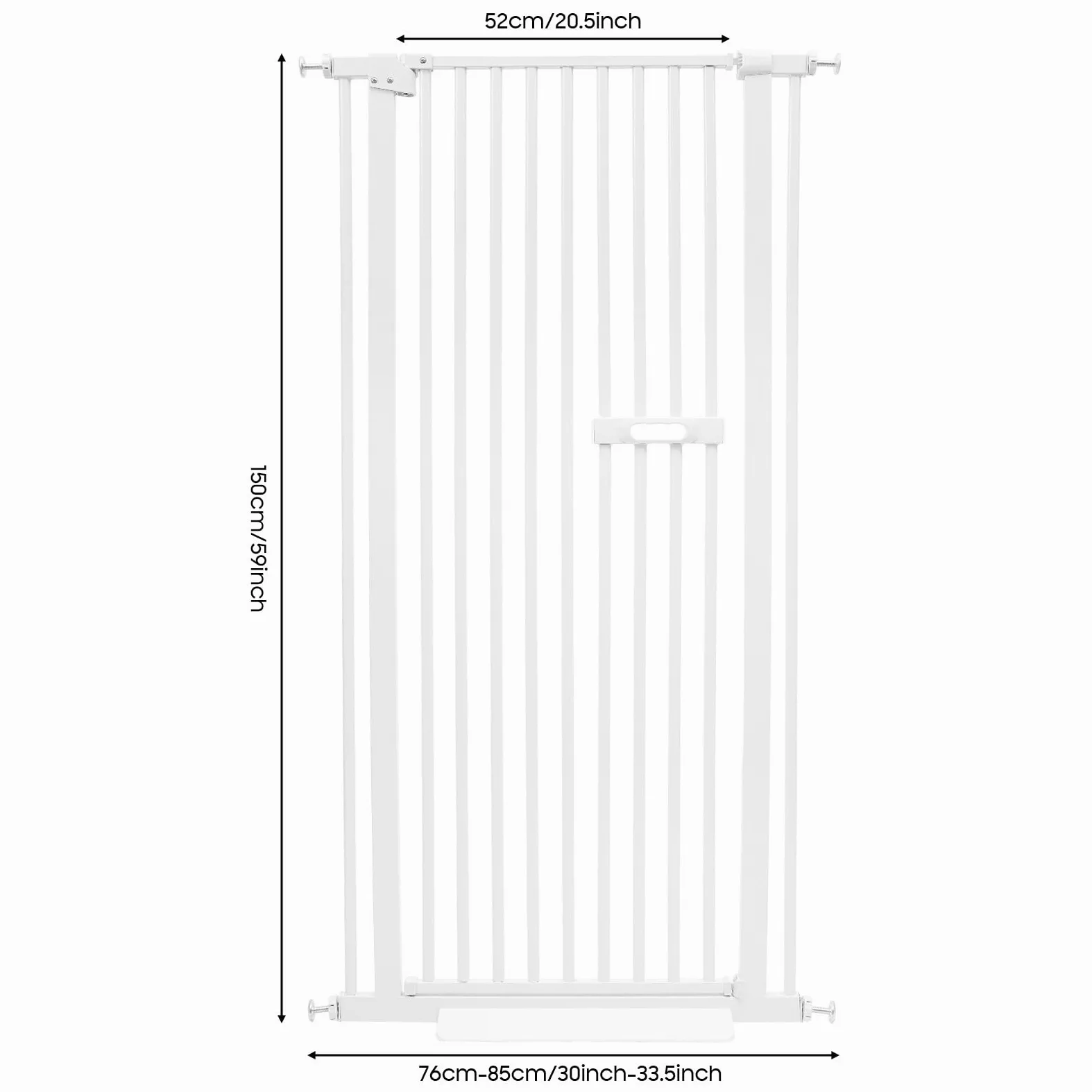 Cancelletto per Gatti 150cm Porta Extra Alta, Porta Senza Fori per Animali Domestici, Cancelletto Estendibile per Gatti, Regolabile 76-85cm, Distanza Tra Aste 3.5cm, Apertura Porta 180°