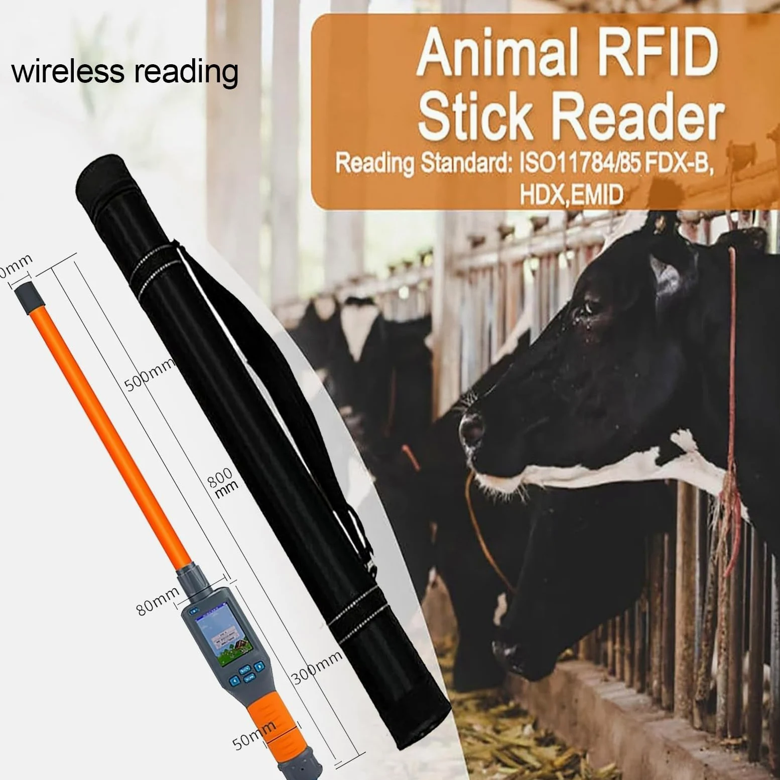 Lettore di microchip per animali domestici, identificatore per marchi auricolari, memoria per 20000 dati, ideale per allevamenti, rifugi per animali e proprietari di animali domestici.