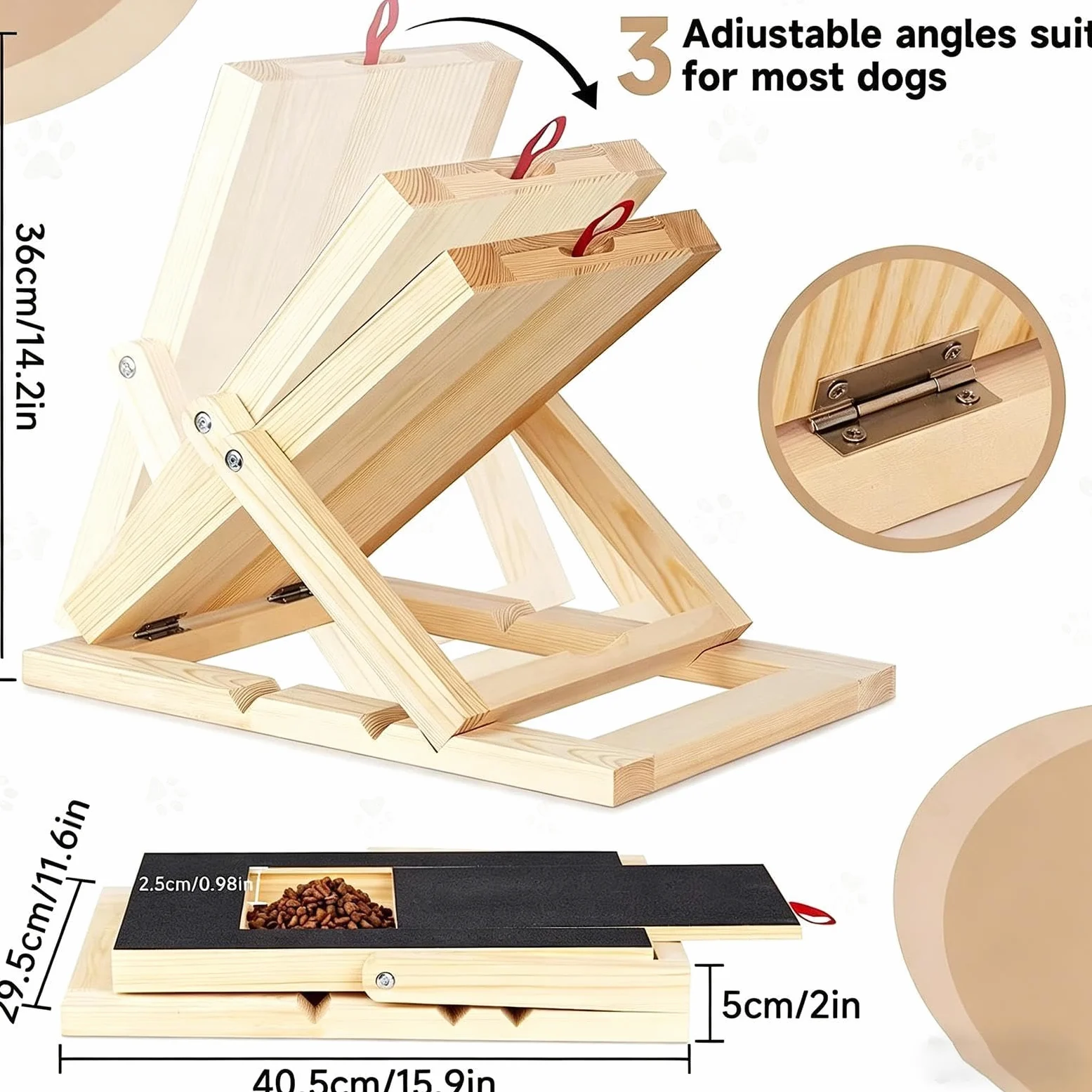 Tavoletta Grattante Limatura Unghie per Cani Limatore per unghie in legno | Tappetino Abrasivo Unghie Cane Con Cassetto Snack Addestramento interattivo cuccioli razze piccole medie grandi e angolo