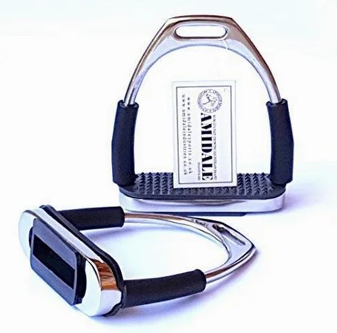 Amidale Staffe di Sicurezza Flessibili per Equitazione in Acciaio Inox Nero battistrada 12,7 cm