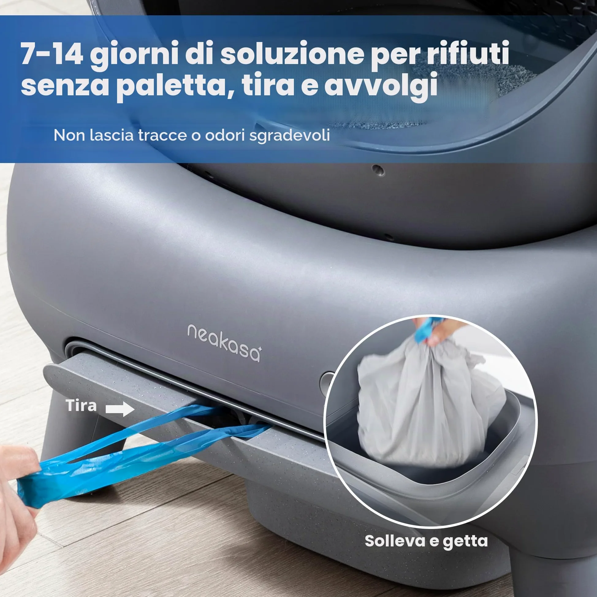 Neakasa M1 Lettiera Gatto Autopulente Aperta Grande XXL, Controllo APP, Smaltimento dei Rifiuti Senza Odori, Sacchetti e Tappeto Lettiera gatto, per Più Gatti