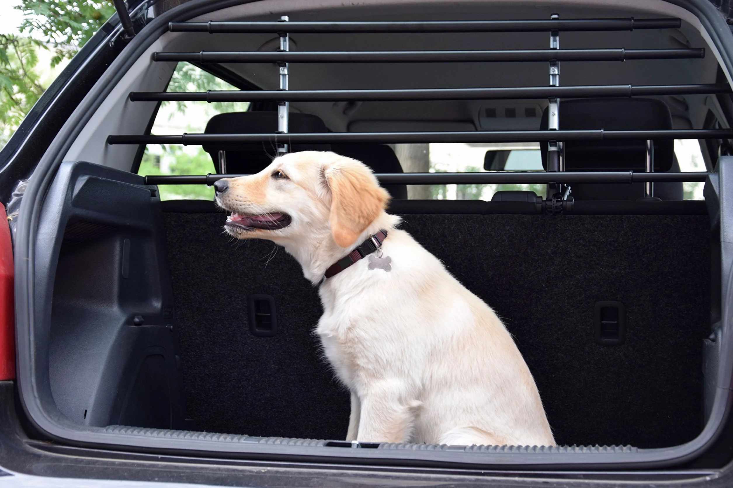 dobar 62200 Walky Barrier griglia divisoria Pieghevole per Bagagliaio, per Cani, Adattabile a Qualsiasi Auto, 28–36 x 82–141 cm, Colore Nero