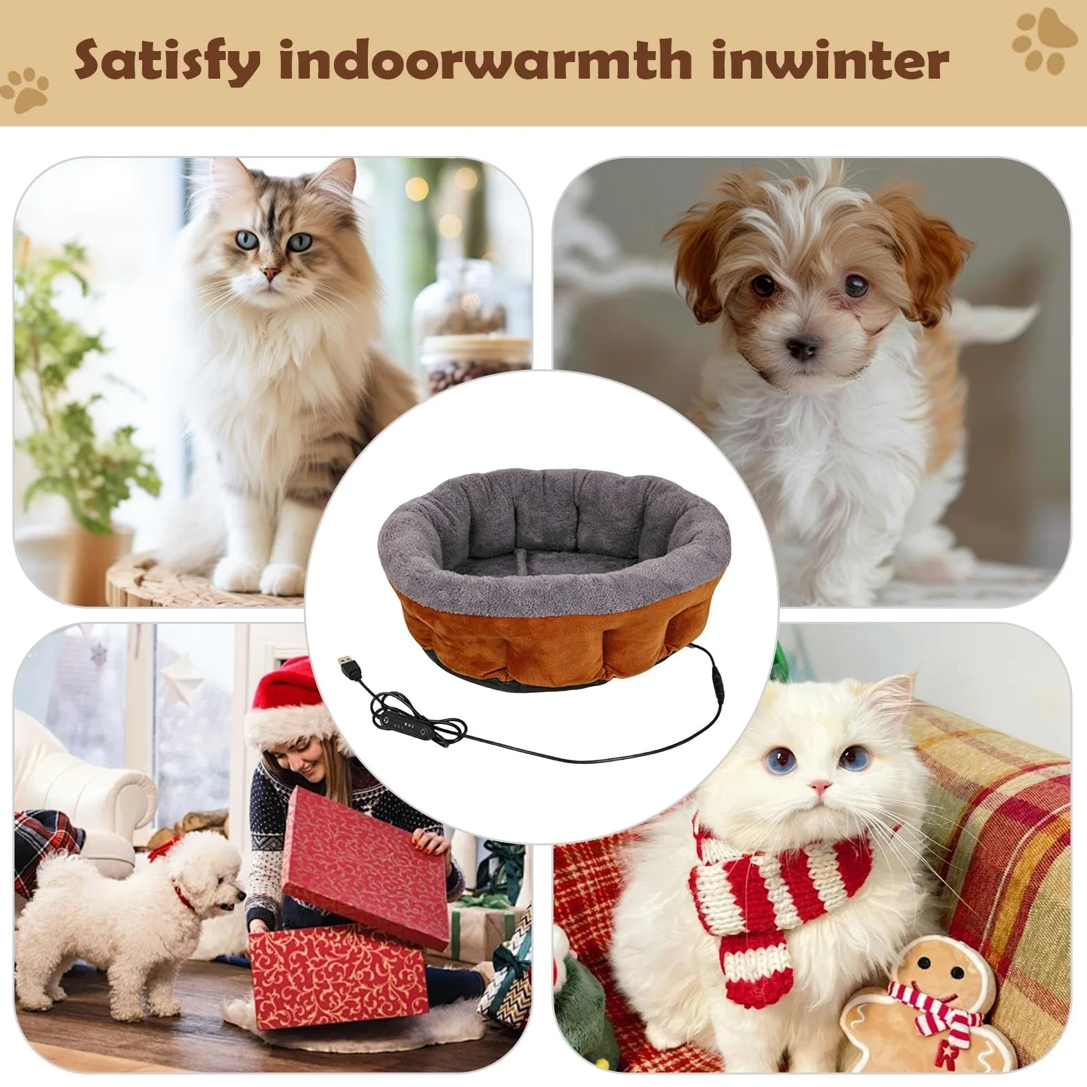 Cuccia riscaldata per gatti con temperatura regolabile, rimovibile e lavabile | Cuccia riscaldata per gatti, cuccioli, cani, casa, soggiorno, camera da letto