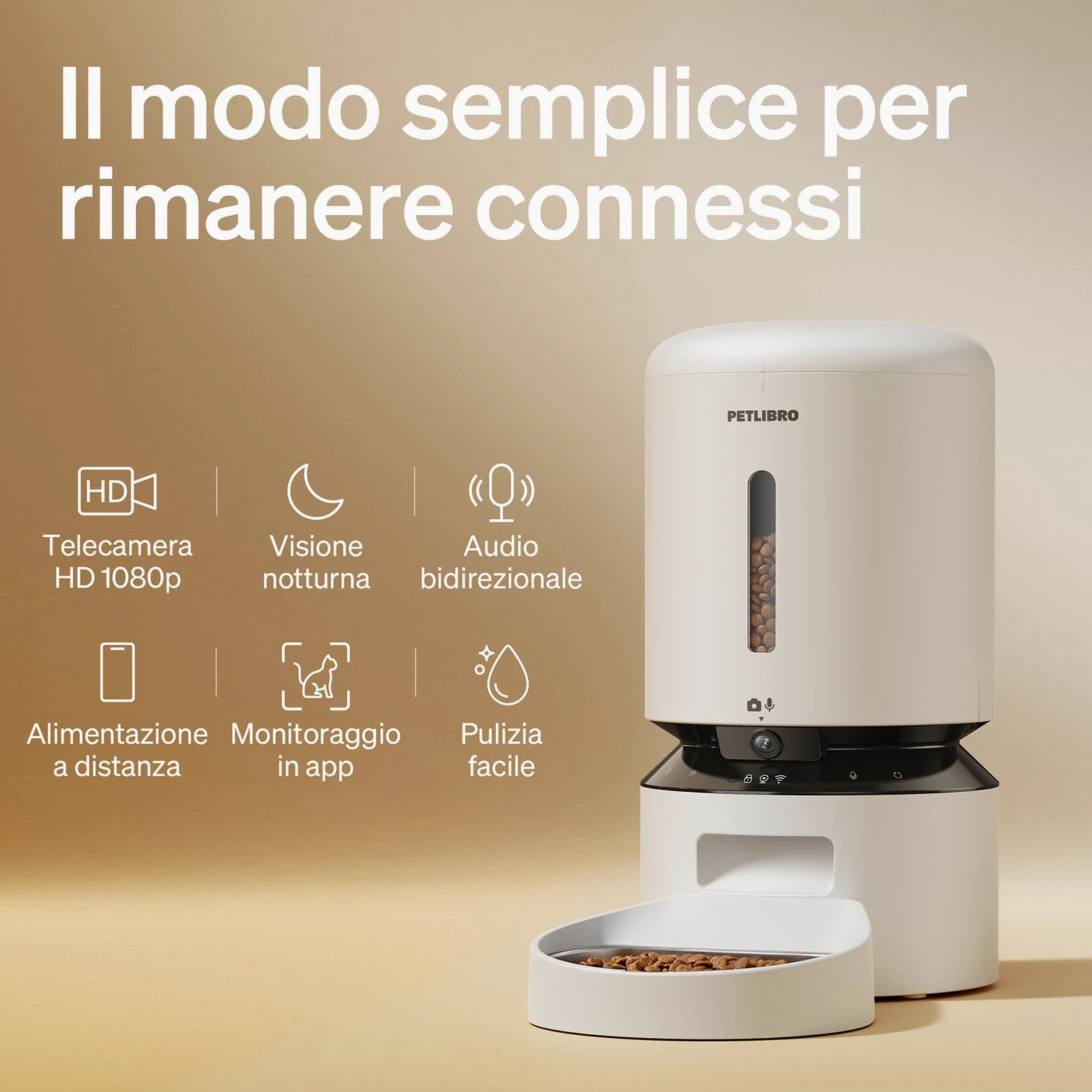 PETLIBRO Mangiatoia Automatica per Gatti da 5 Litri con APP - Mangiatoia per Cani WiFi 5G e 2.4G Sensore Cibo Basso e Blocco