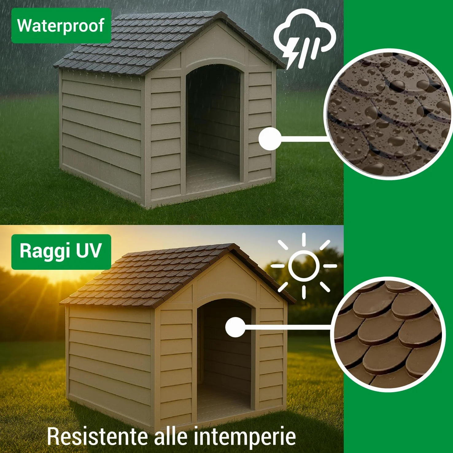 Crisalide® - PawsPalace Cuccia Per Animali, 2 Dimensioni, Facile Da Lavare, In Resina PVC, Facile Da Assemblare, Super Resistenze, Taglia Medio/Grande, Cuccia per Esterni (Large)