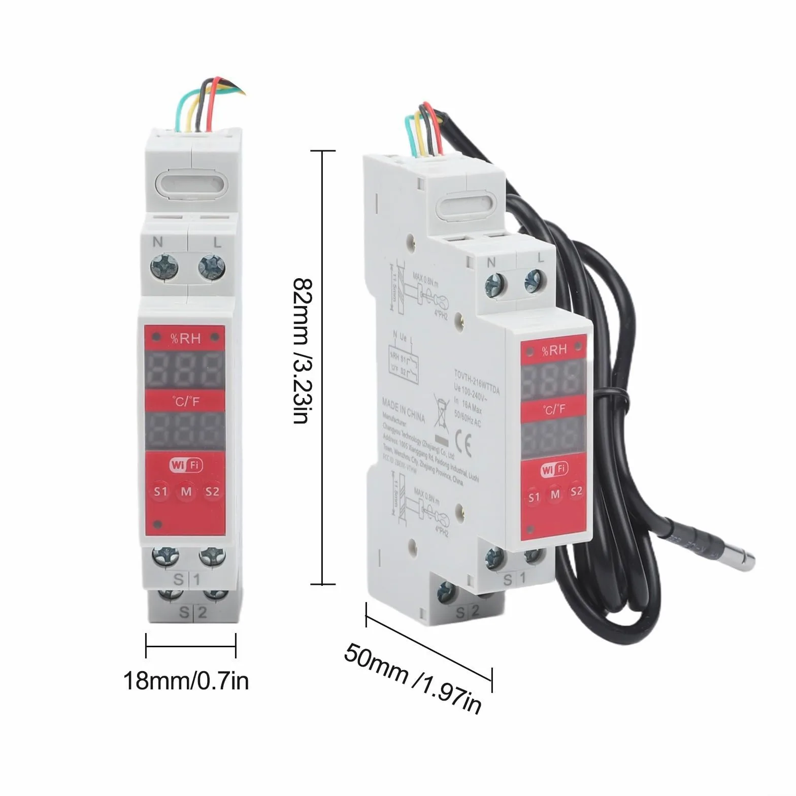 Display digitale Termostato regolatore di temperatura con sensore sonda Smart WiFi Relè per Tuya App Controllo dell'umidità programmabile per case Serra Acquario Automazione Sistema Whi