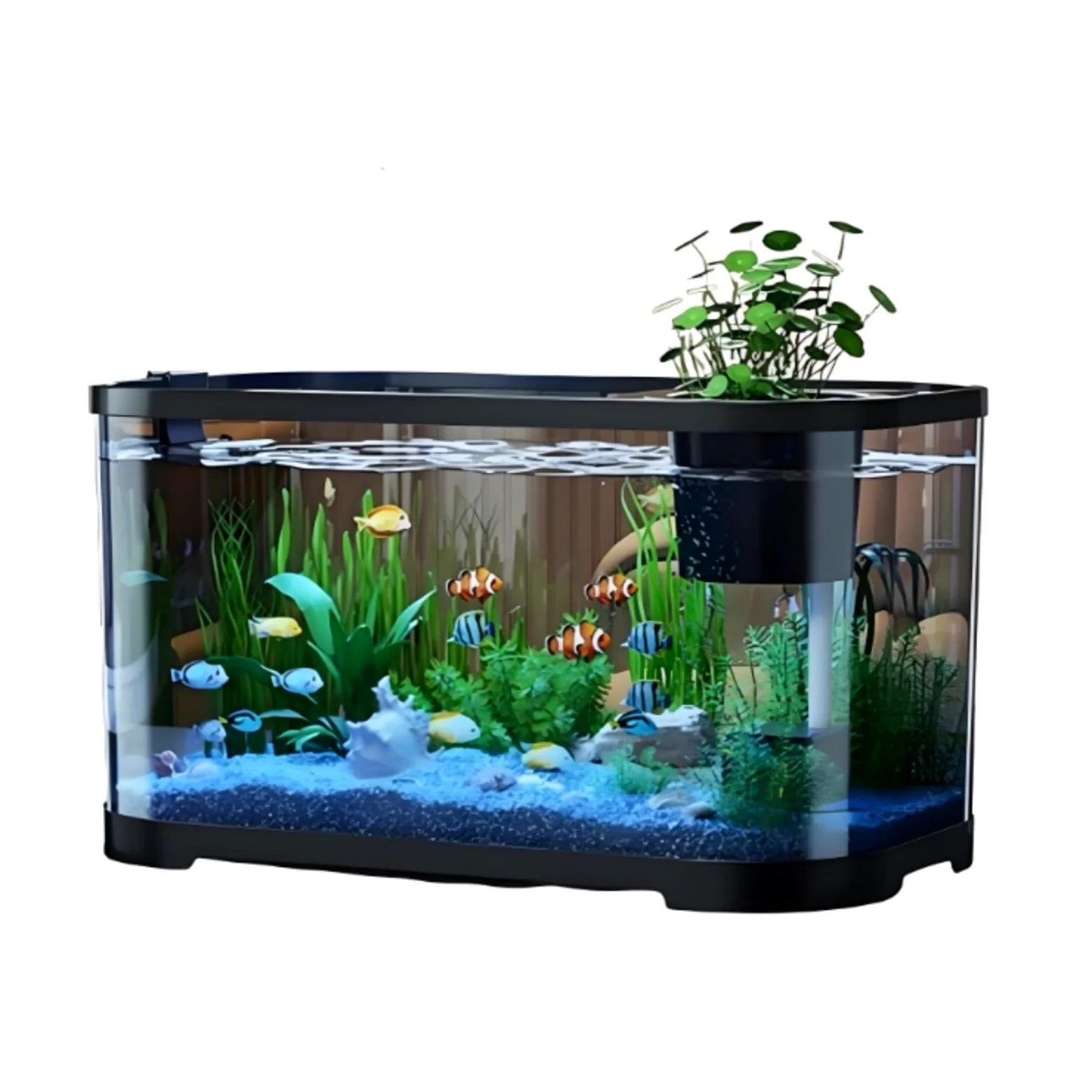 Kit Acquario Piccolo Acquario per Pesci Betta e Principianti, Vasca decorativa Silenziosa per Tartarughe e Animali Acquatici, Acquario da Scrivania Trasparente