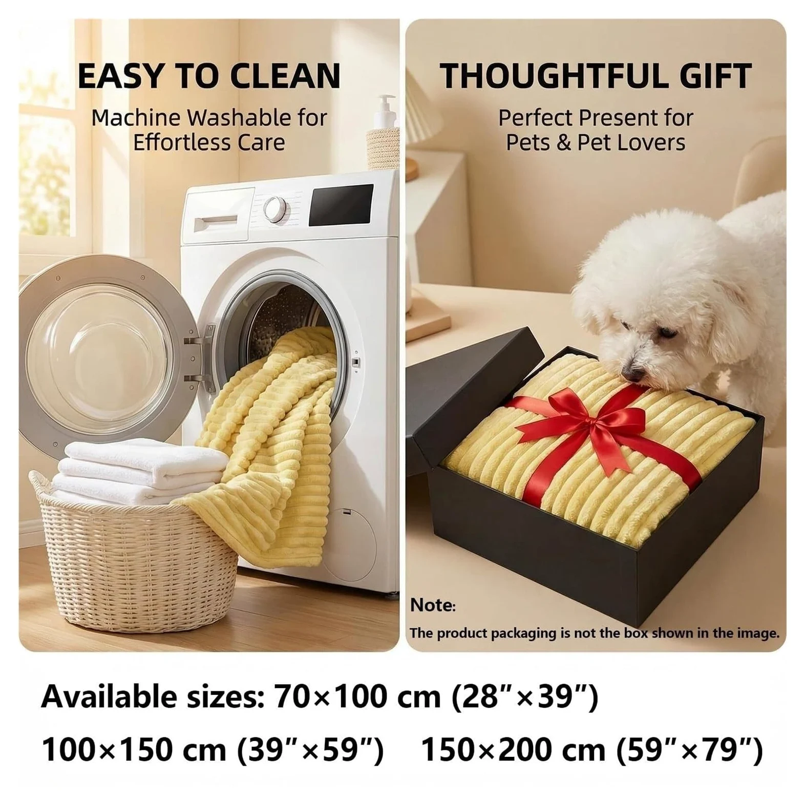 Coperta di supporto emotivo gialla, coperta di sicurezza morbida calmante for l'umore del cane, materiale in morbido pile di coniglio, progettata for animali domestici(Cream,59.05 * 78.74in)