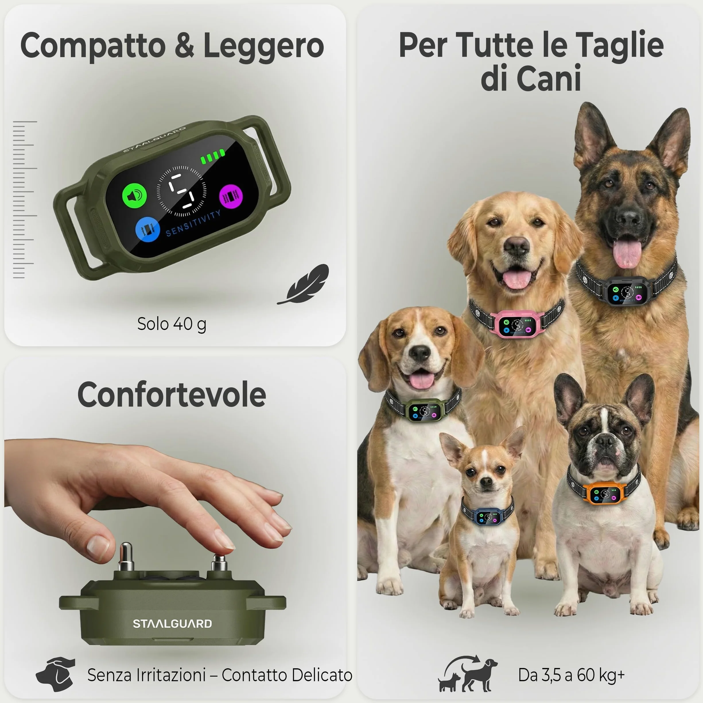 2-in-1 Collare Antiabbaio per Cani e Collare di Addestramento con Telecomando – Automatico e Manuale – Modalità Sonora e Vibrazione Progressiva – Impermeabile IP67