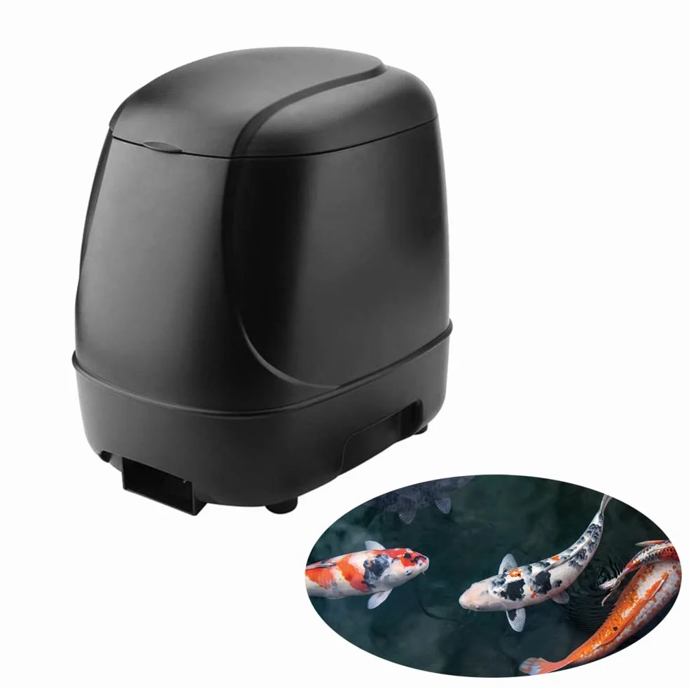 10L Automatic Fish Feeder, Alimentatore/Mangiatoia Automatico, Feeder Dispenser di Pesce, Dispenser Cibo Pesci Automatico per laghetti all'aperto(NERO)