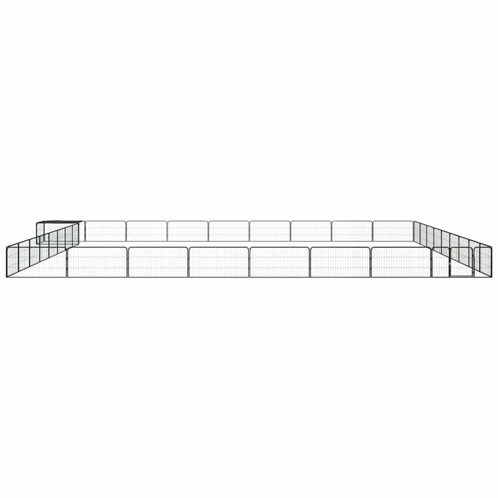 Cuccia nera per cani, 36 pezzi, 100 x 50 cm, in acciaio, per cuccioli | Robusto recinto per cuccioli in acciaio verniciato a polvere per giardino e terrazza, con copertura, serratura e pali.