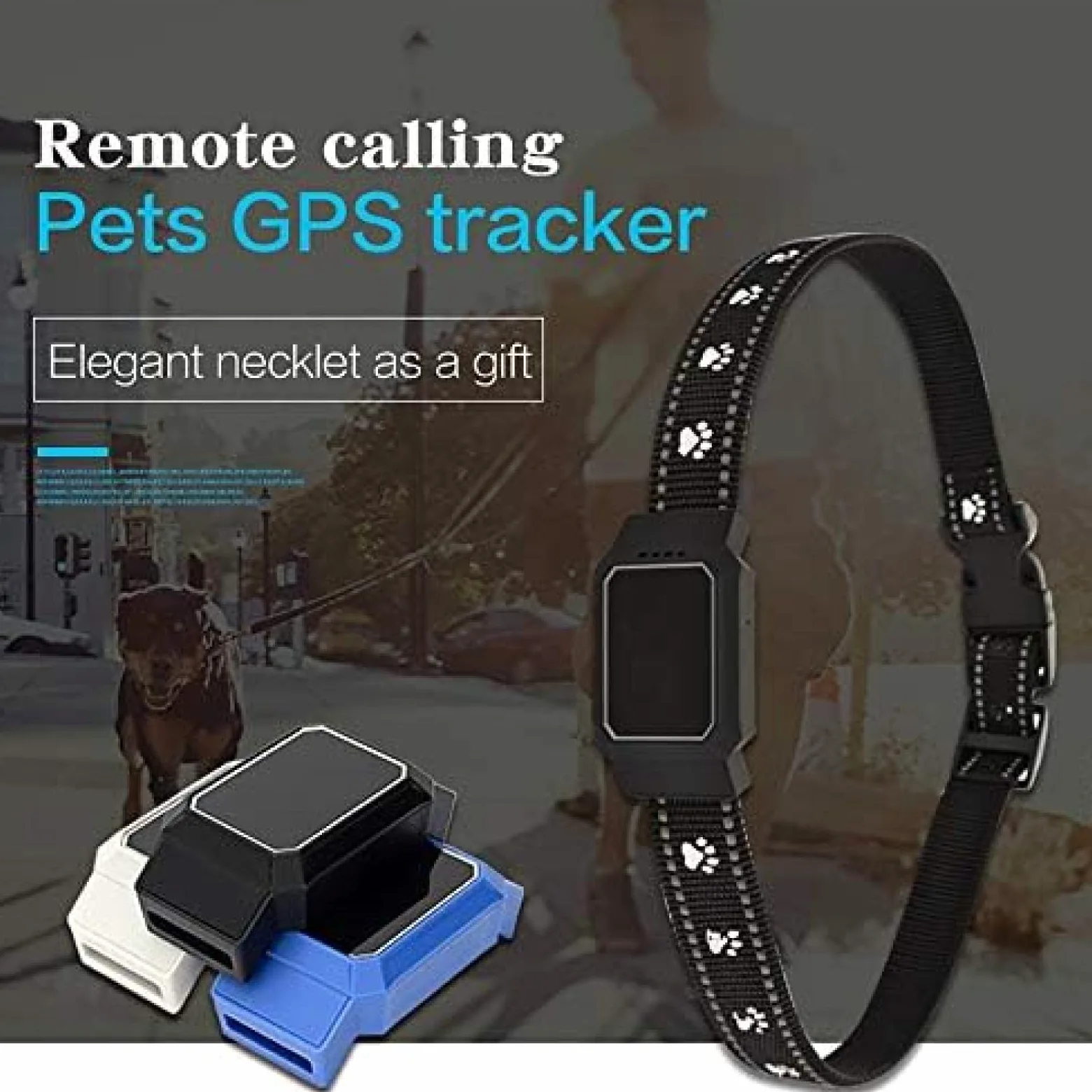 Localizzatore GPS per Cani, Smart Tracker per Cani, Collare per Cani Smart Mini GPS Tracker per Animali Domestici, Leggero, Portata illimitata, Monitor di attività, Impermeabile, Nessun Cost