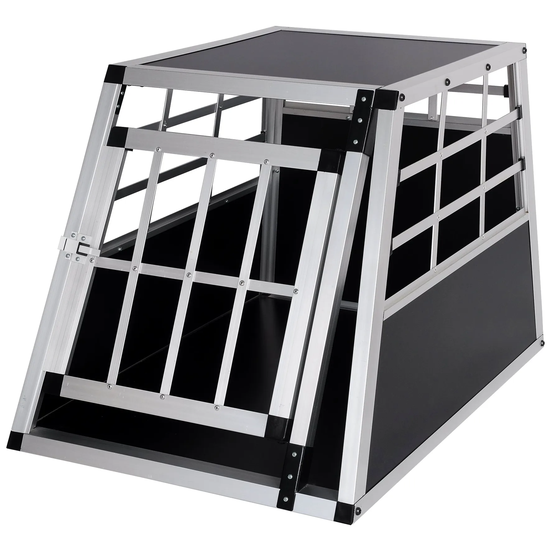 EUGAD Trasportino per Animali, Cuccia per Cane da Esterno, Box da Cani Auto, in Alluminio Trapezoidale, Nero