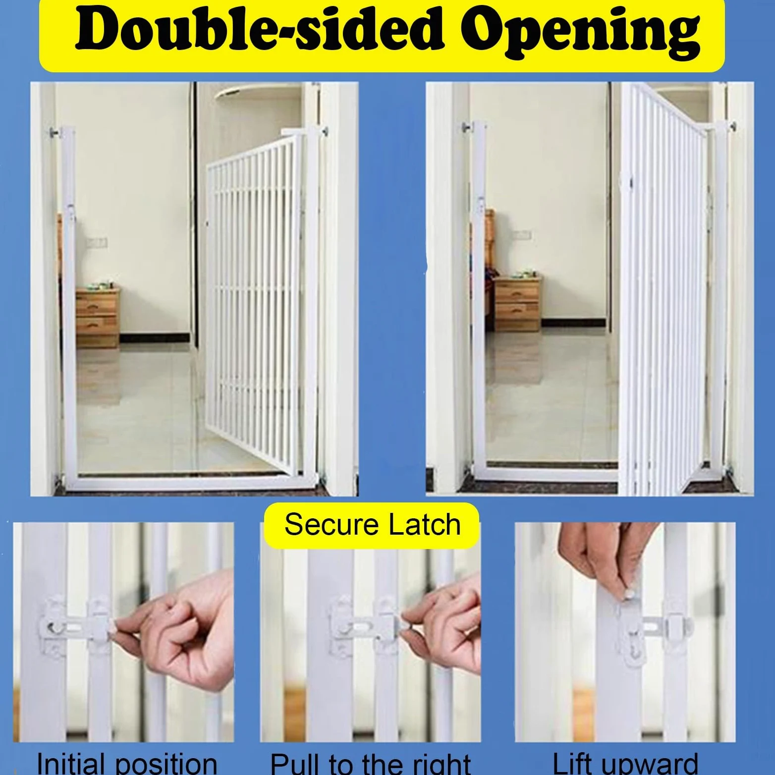 Gattaiola Barriera per gatti con serratura per porte, Cancello anti-arrampicata extra alto per animali domestici per separare, Montaggio a pressione con ingombro ridotto(60x170cm/24x67in)