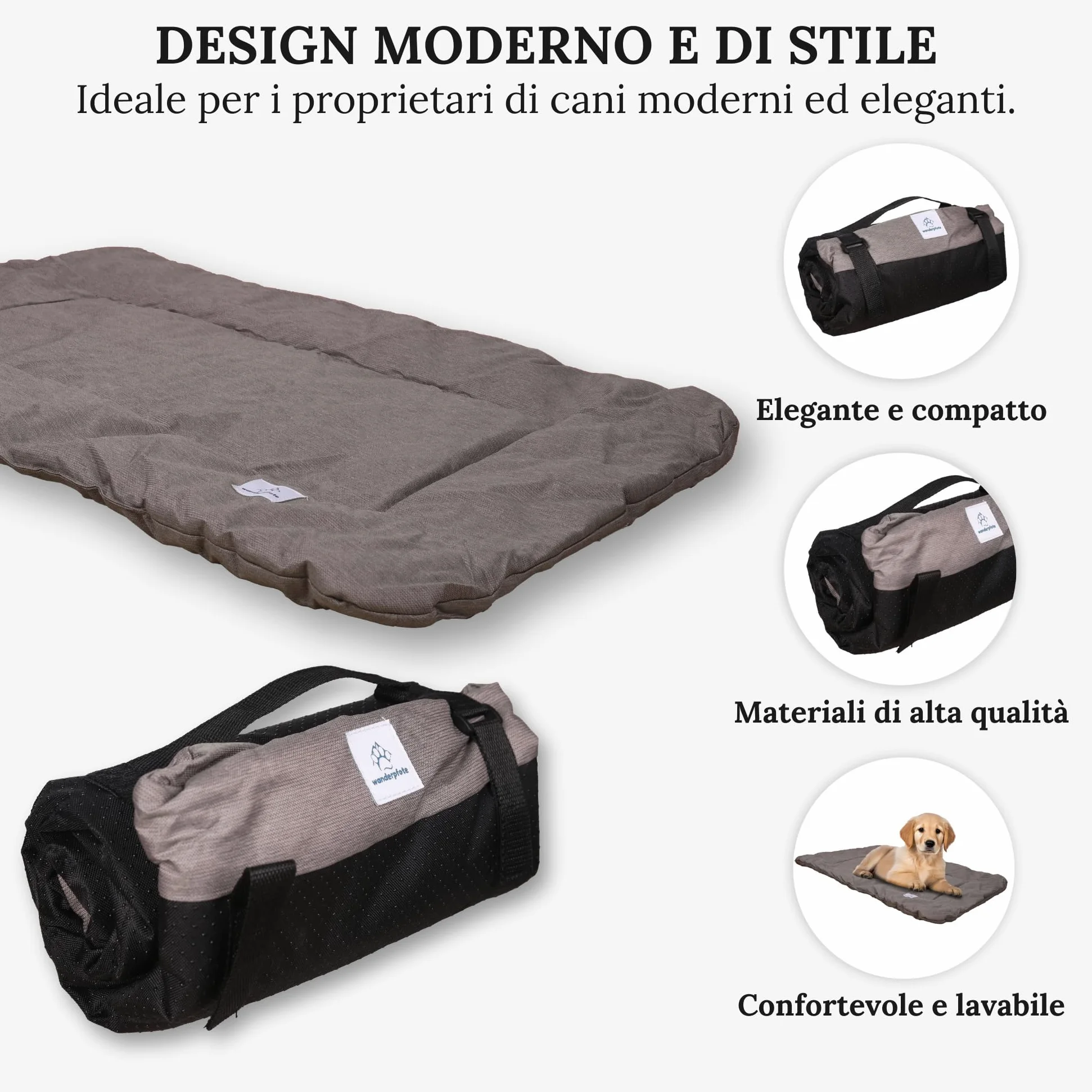 Tappetino per cani da viaggio, arrotolabile (Marrone, M)