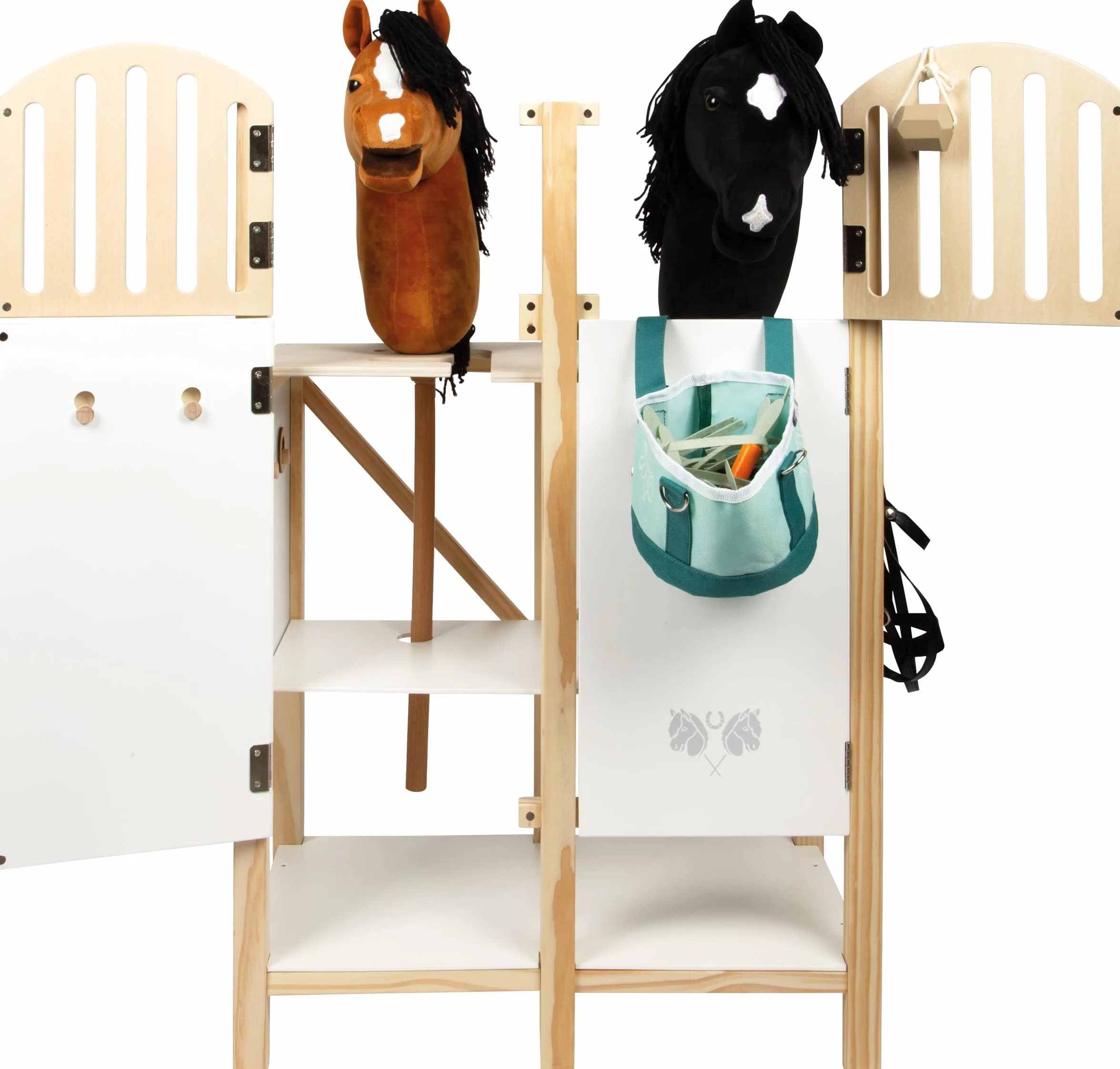 small foot Stalla per cavallucci, box in legno per due cavallucci, per bambini dai 3 anni, 12795