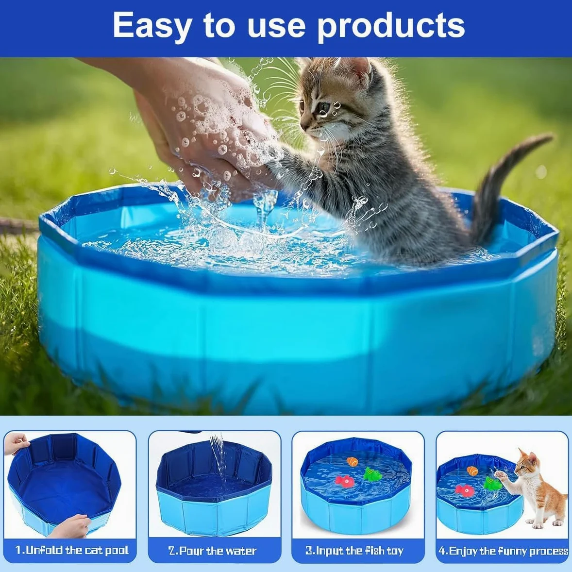 Piscina Per Cani Grandi PVC 2-in-1 | Solida e sicura. Come piscina cani resistente graffi, batte altre piscine per cani nelle giornate in giardino.