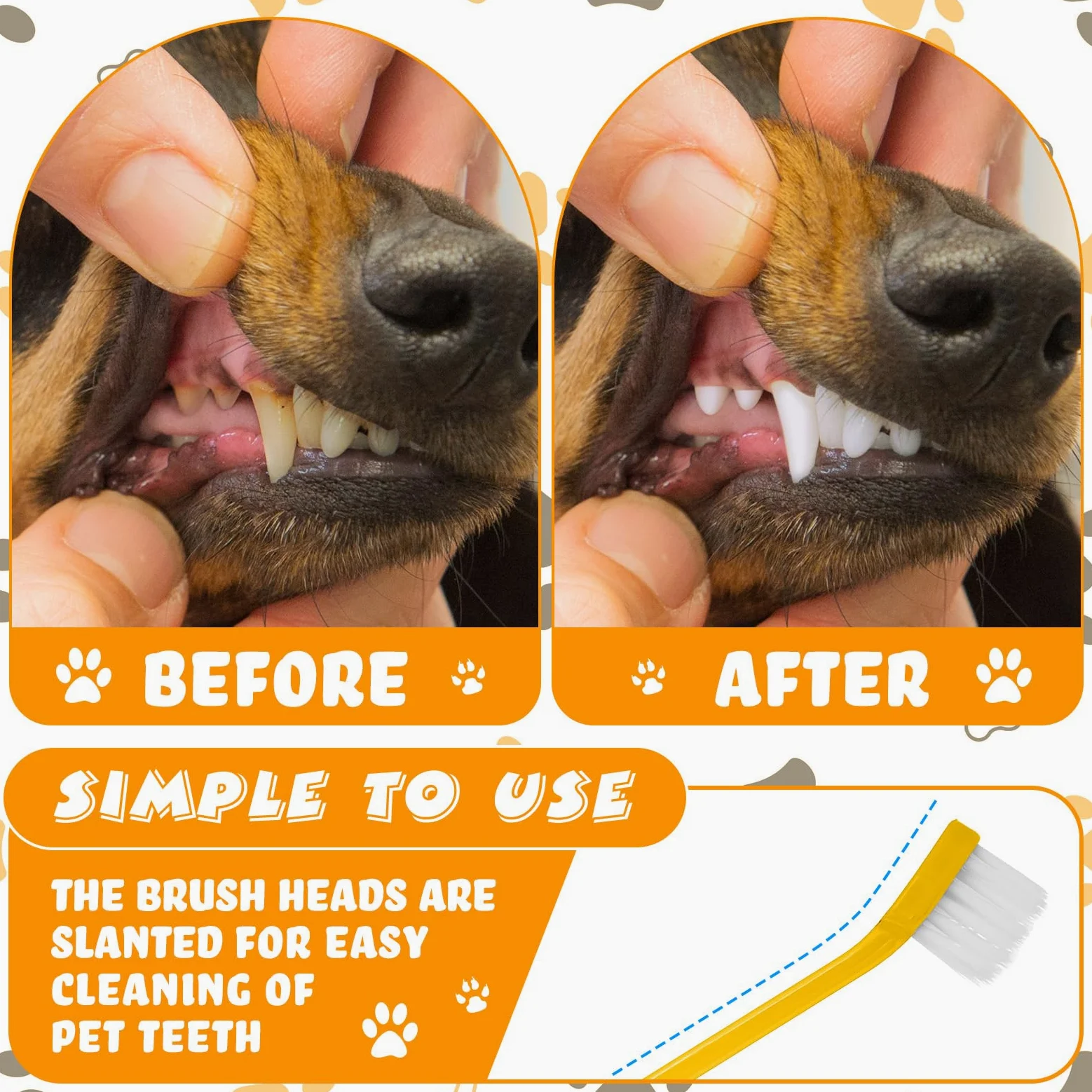 Nuogo Spazzolino da denti a doppia testa per cani, gatti, kit per la cura dentale degli animali domestici, con manico lungo, per la pulizia dell'igiene orale, 4 colori, 80 pezzi