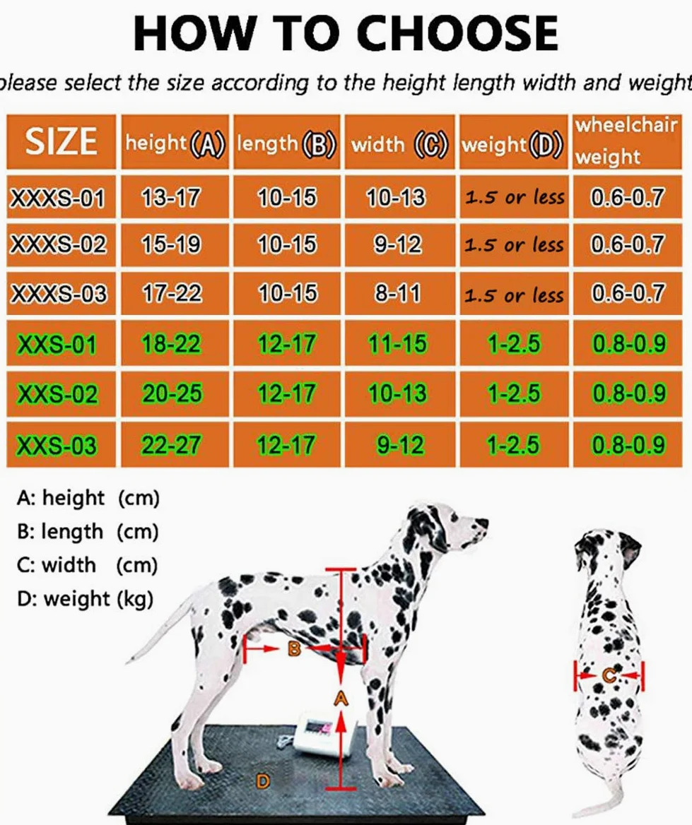 Carrellino Regolabile per Cani Gatto Cane Coniglio, Riabilitazione per Le Gambe Posteriori, Adatto Disabili Piedi Gambe Posteriori Riabilitazione, Sedia A Rotelle con 2 Ruote 0~2.5 kg