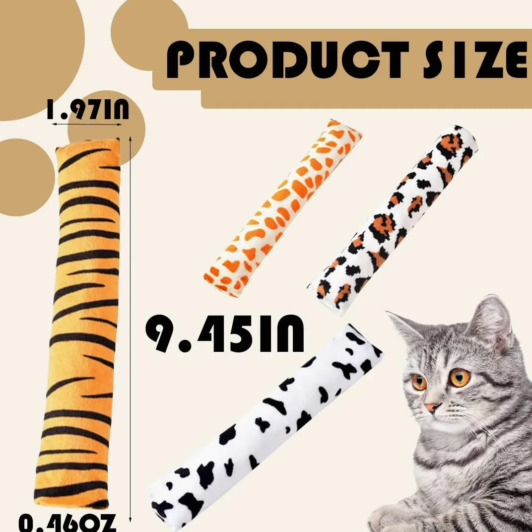 4 Pezzi Peluche per Gatti, Giocattolo Catnip per Gatti, Cuscino in Valeriana, Giocattolo della Peluche di Menta del Gatto, Giocattoli Interattivi per Gatti con Erba Gatta（24 * 5 * 3 cm）