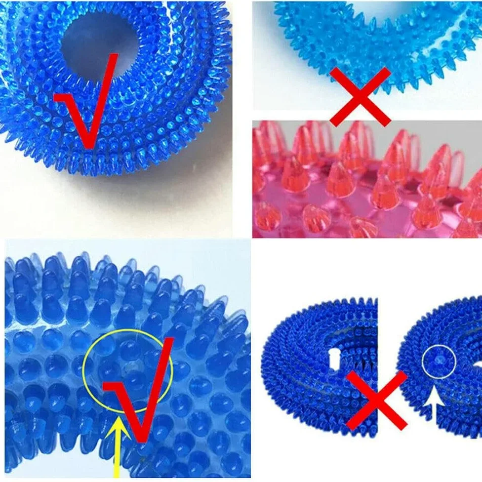 Giocattoli per cuccioli, Giocattoli for cani, giocattolo interattivo da masticare con cigolio, resistente ai morsi, spina e denti aguzzi, 4 pezzi, rosso(Green)