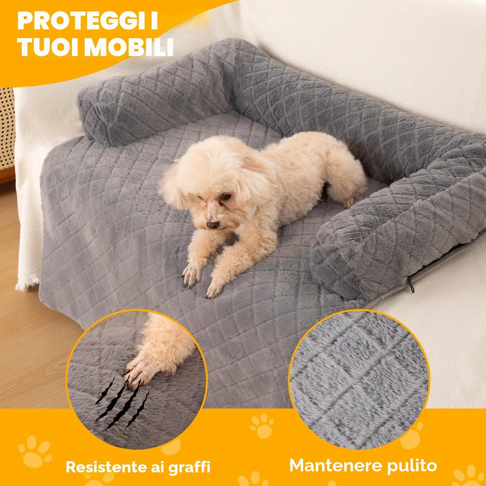 PAWBOSE Cuccia Cane Interno Taglia Piccola, Media e Grande, Cuscino Cane Sfoderabile, Tappetino Calmante per Cani, Resistente, Soffice e Peloso, con Copertura Rimovibile e Lavabile