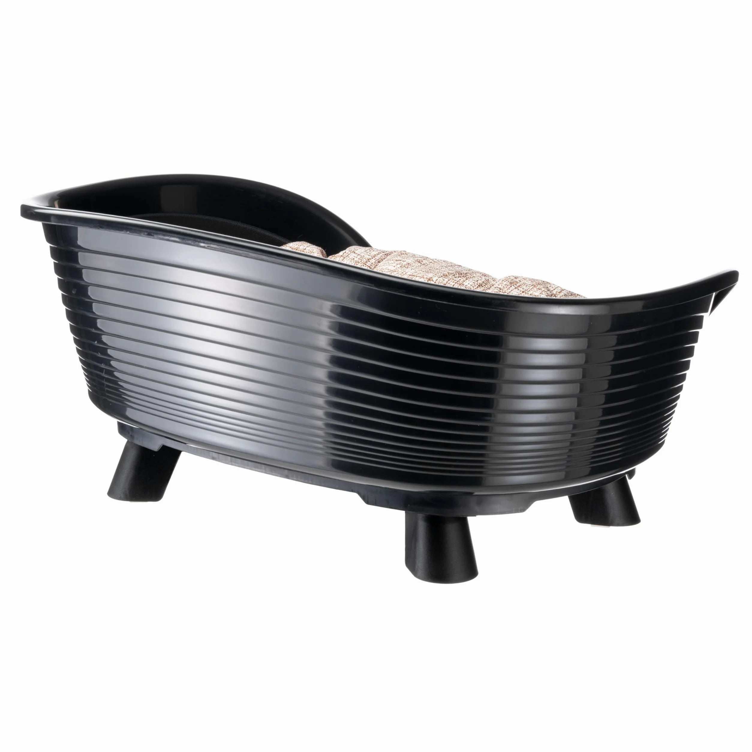 Ferplast Cuccia Cane e Gatto con Cuscino in Cotone, Cuccia Rialzata, Lettino per Cani Gatti da Interno, Traspirante e Antiscivolo, THRONE 61,5 x 45 x h 26 cm, Nero