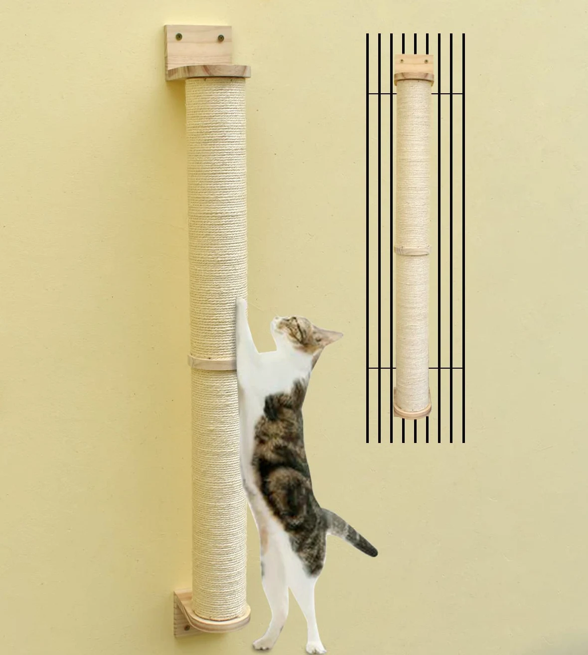 Tiragraffi da Parete，Tiragraffi Per Gatti，Graffiatoio Per Gatti，Percorso Gatti da Parete(Sisal Rope_Φ7)