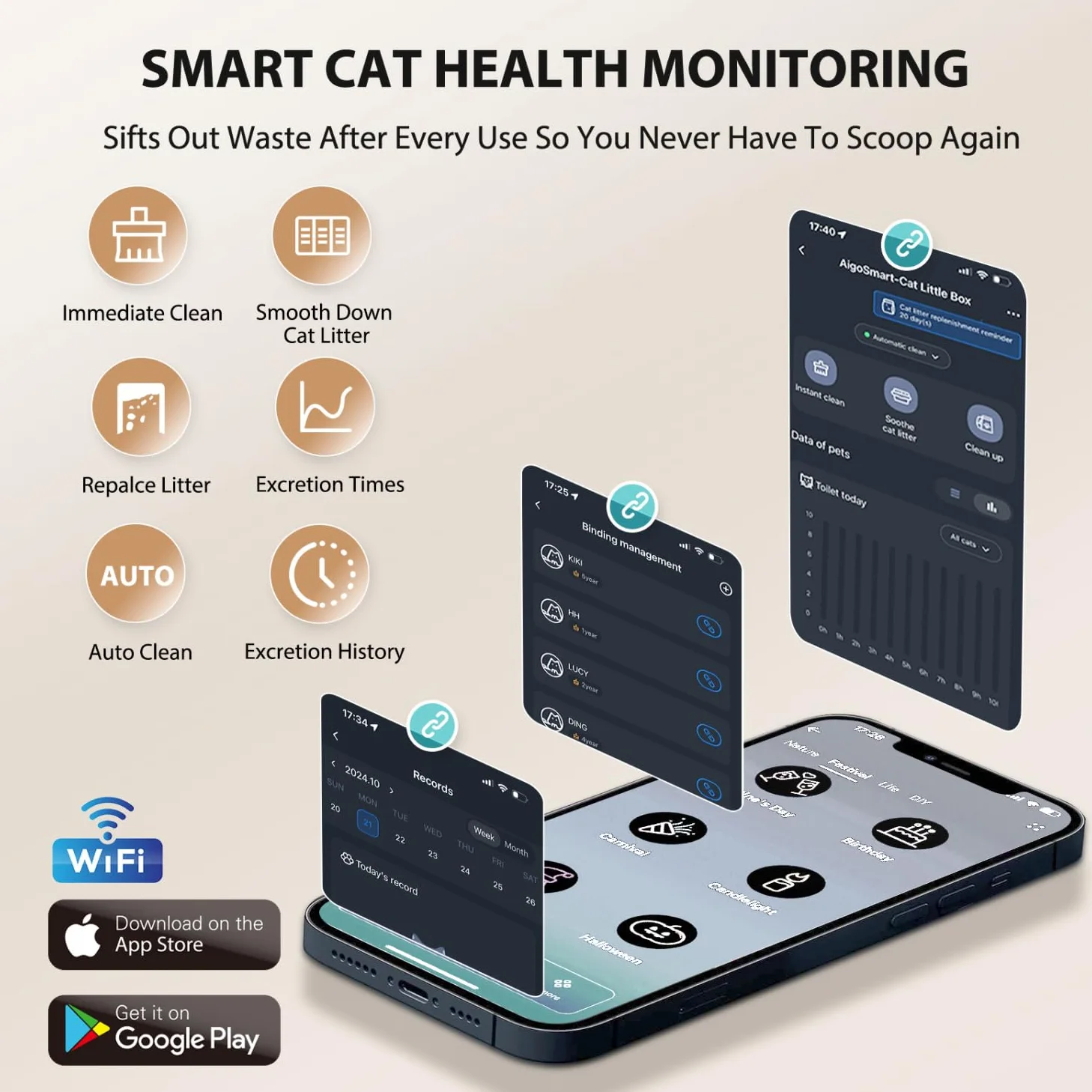 Nobleza - Lettiera Gatto Autopulente, Antiodore Lettiera Automatica Autopulente con App 80L, Cassetta Autopulente WiFi per Più Gatti, Sacchi Spazzatura Inclusi