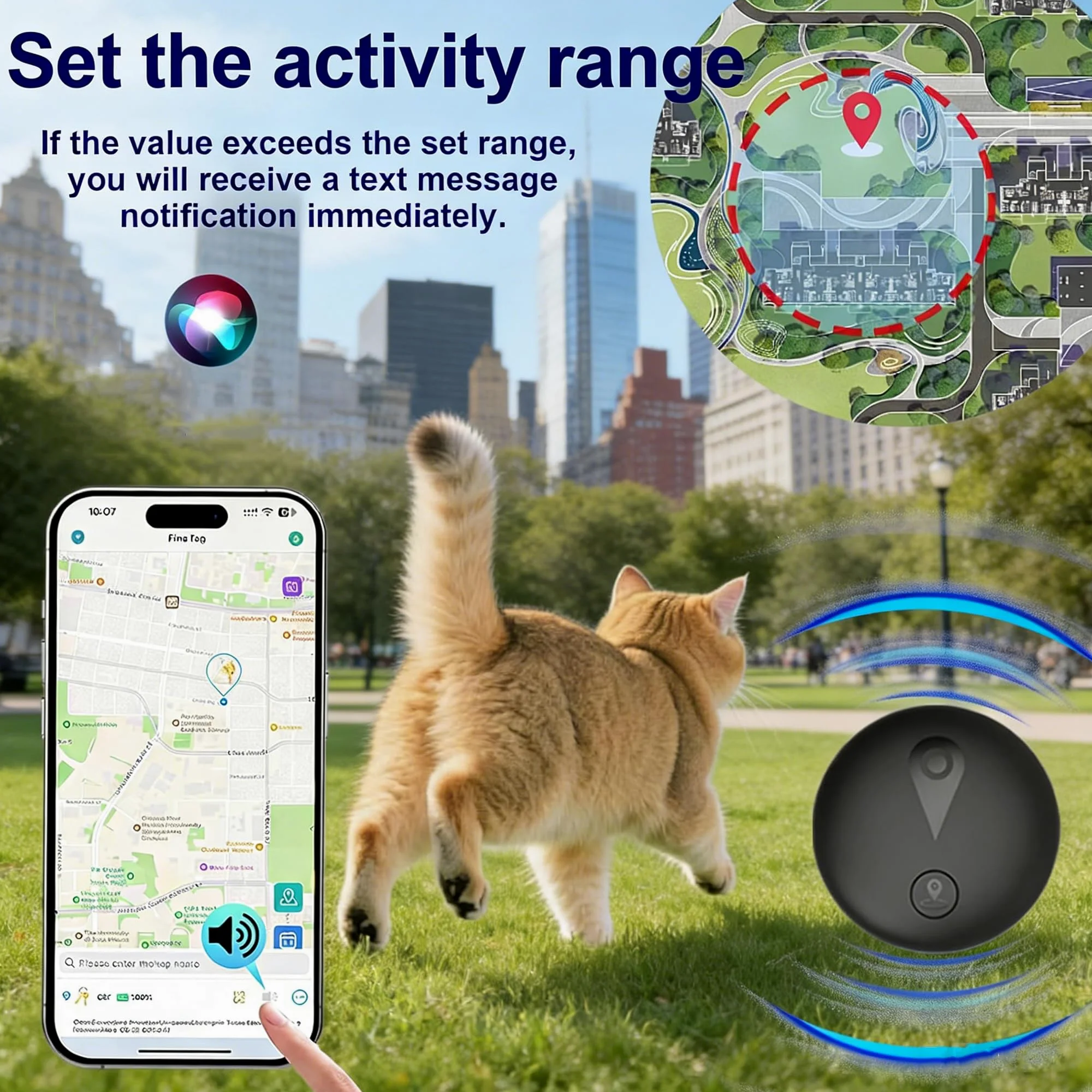 Collare GPS Gatto, Cane Plotter senza Costi Mensili, Compatibile con iOS e Android, Tracciatore in Tempo Reale, Collare Plotter Gatto, Lunga Durata con Impermeabile Tracciante Animale, Nero