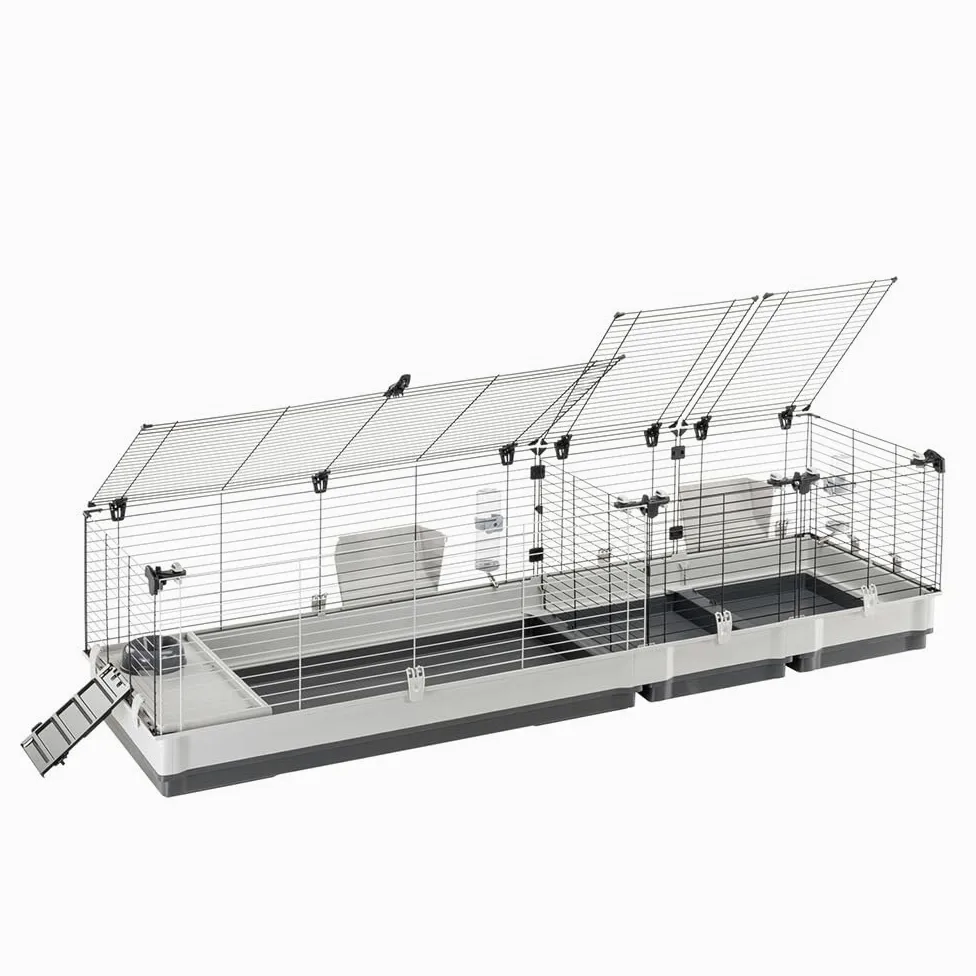 FERPLAST - Gabbia per porcellini d'India - Gabbia per conigli - Gabbia e accessori inclusi - Apribile e componibile 205 x 60 x h 50 CM - Krolik, 200
