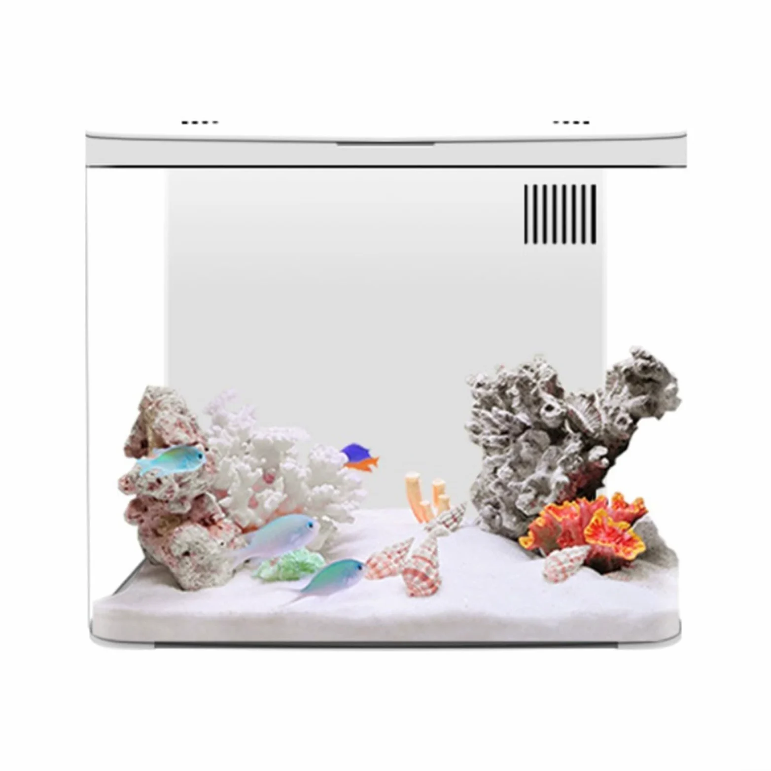 RichVibe Acquario Desktop 20x20x14cm in Acrilico con Luce LED Sistema di Filtrazione a 3 Strati Pompa Silenziosa per Pesci Betta, Gamberetti, Pesci Rossi Nero Bianco (bianco)