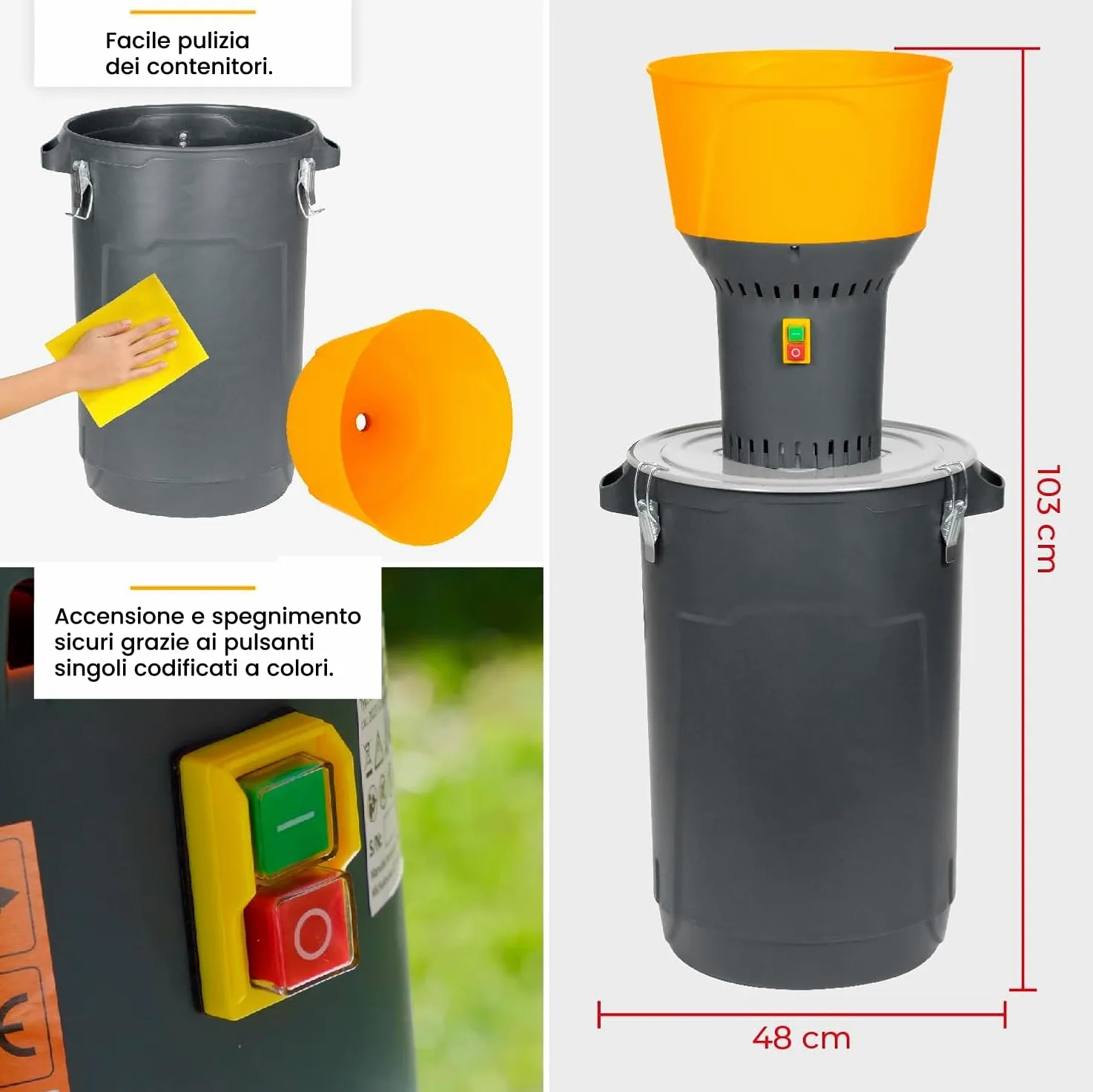 STREND PRO Mulino per cereali elettrico 1300W 60 L | 5 setacci | PROFI Mulino elettrico per tutti i tipi di cereali - Grano, Orzo, Mais, Avena | Mulino per mangimi per alimentare animali/bestiame