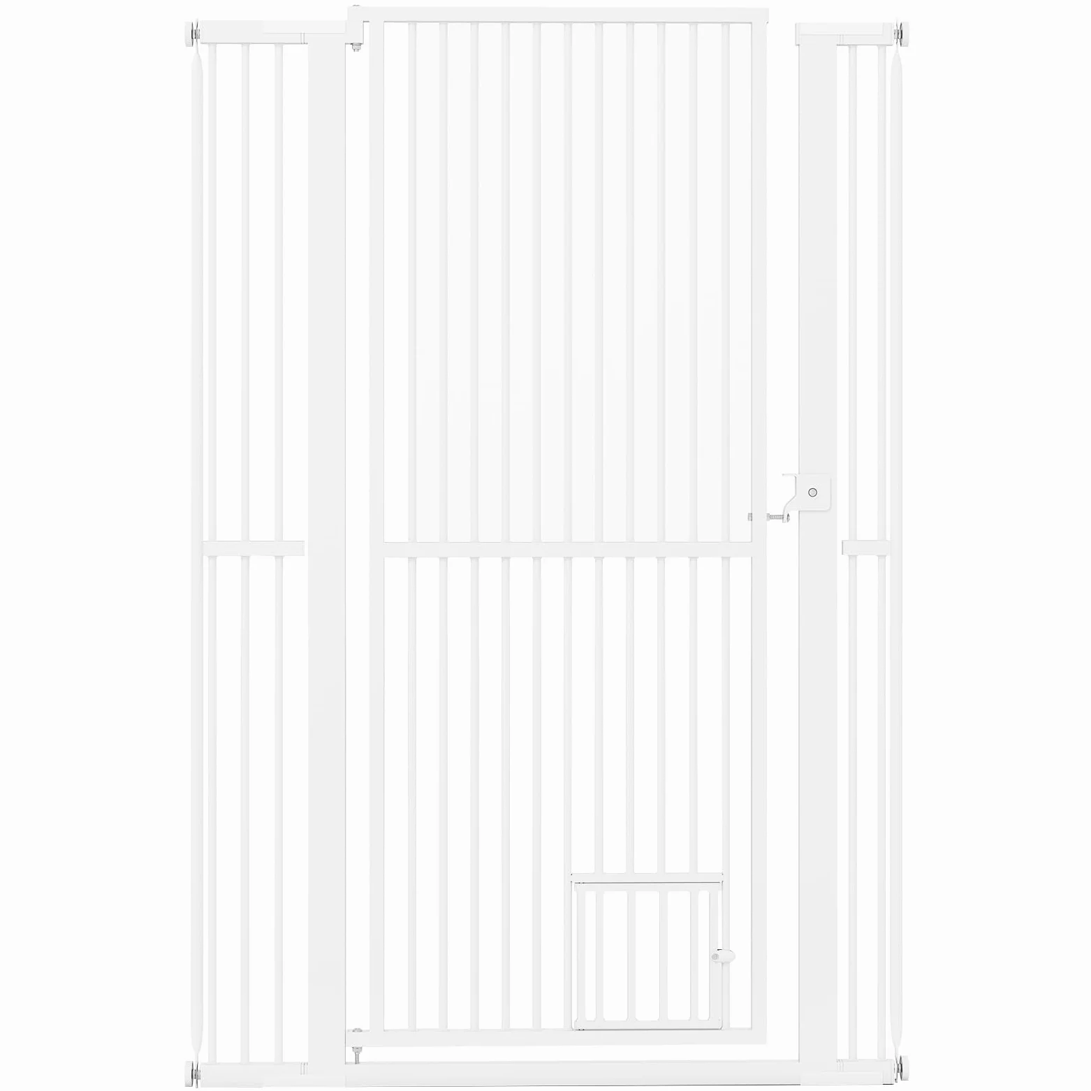 COSTWAY Porta per Animali Domestici Extra Alta, Cancello per Gatti in Metallo Pesante con Apertura da 77-104 cm, 2 Kit di Estensione, Porta Facilmente Percorribile (77-104 cm x 150 cm)