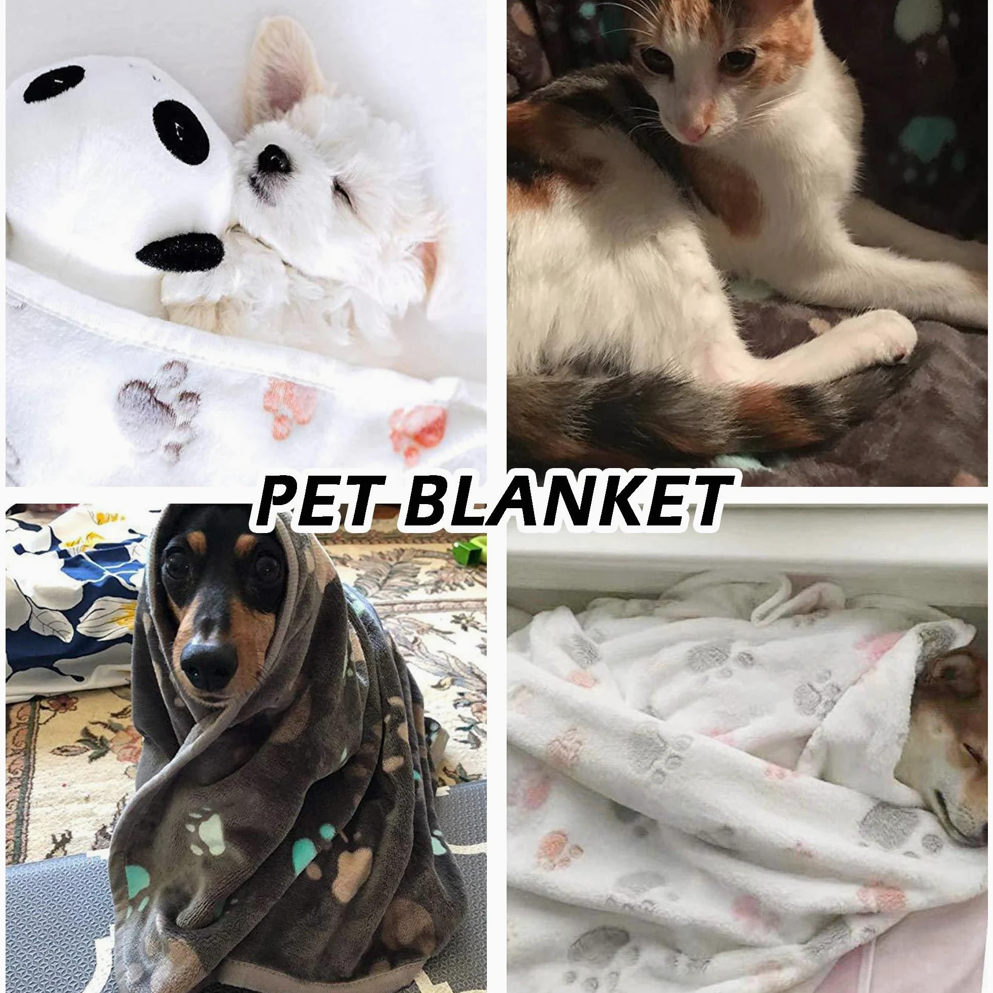 Confezione da 2 coperte per cani e gatti, lavabili, per cani e gatti di piccola e media taglia, coperta con stampa di zampe, calda coperta per animali domestici (stile 4, 2 pezzi, 200 x 160
