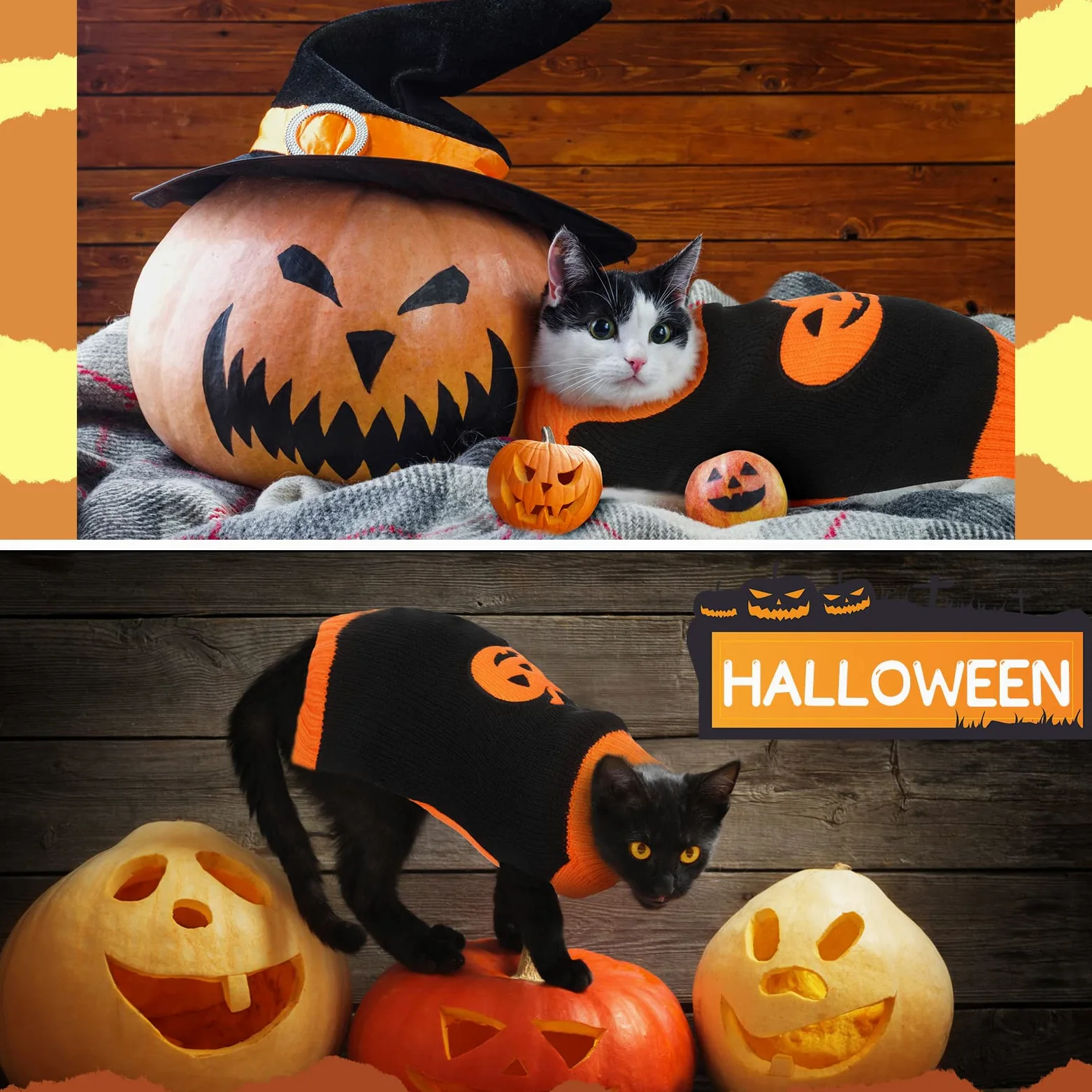 3 pezzi Halloween Ringraziamento Natale cane maglioni set zucca tacchino santa cucciolo cane vestiti maglia PET per cane gatto animale domestico costume (S)